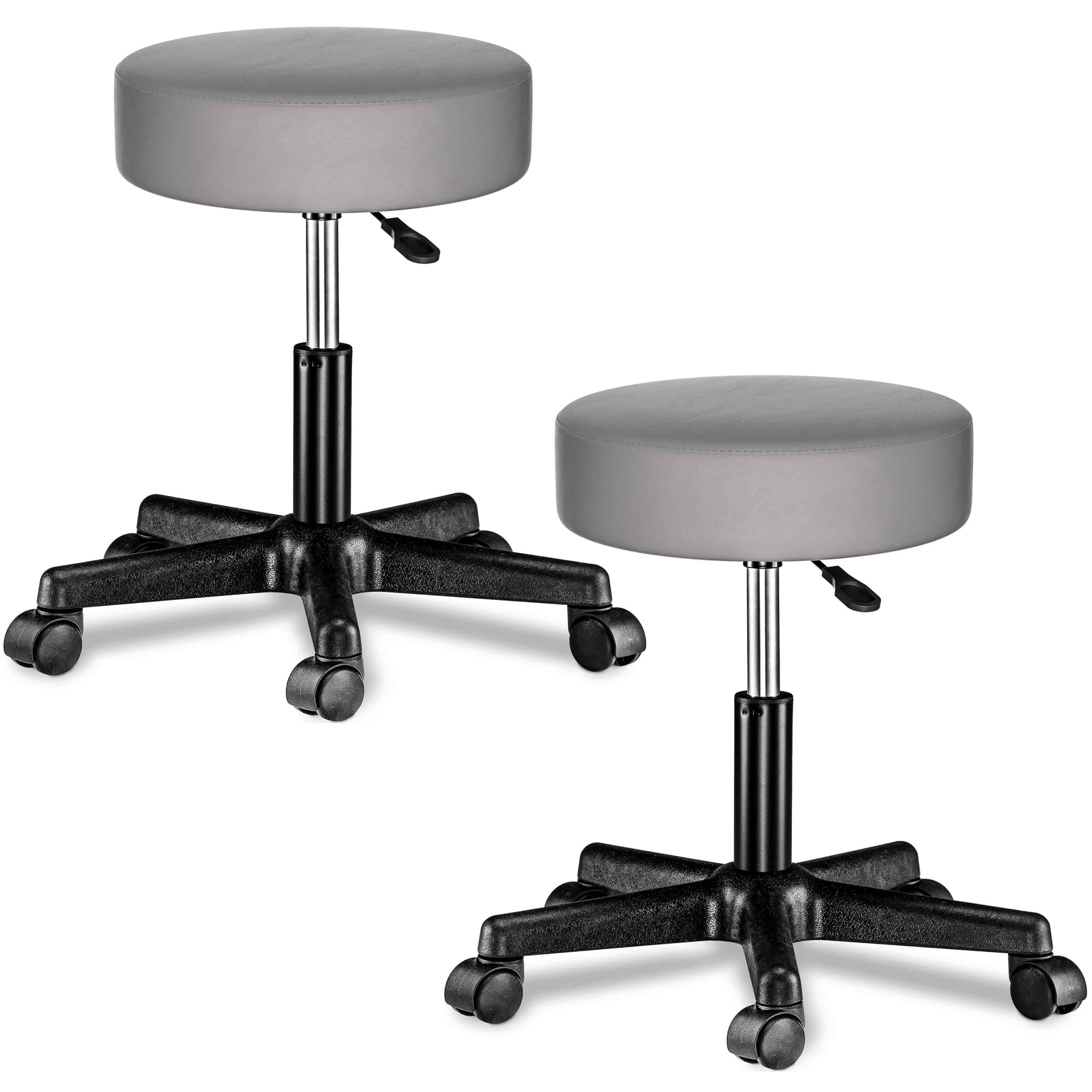 Rollhocker Kunstleder 2er-Set Grau 360° drehbar