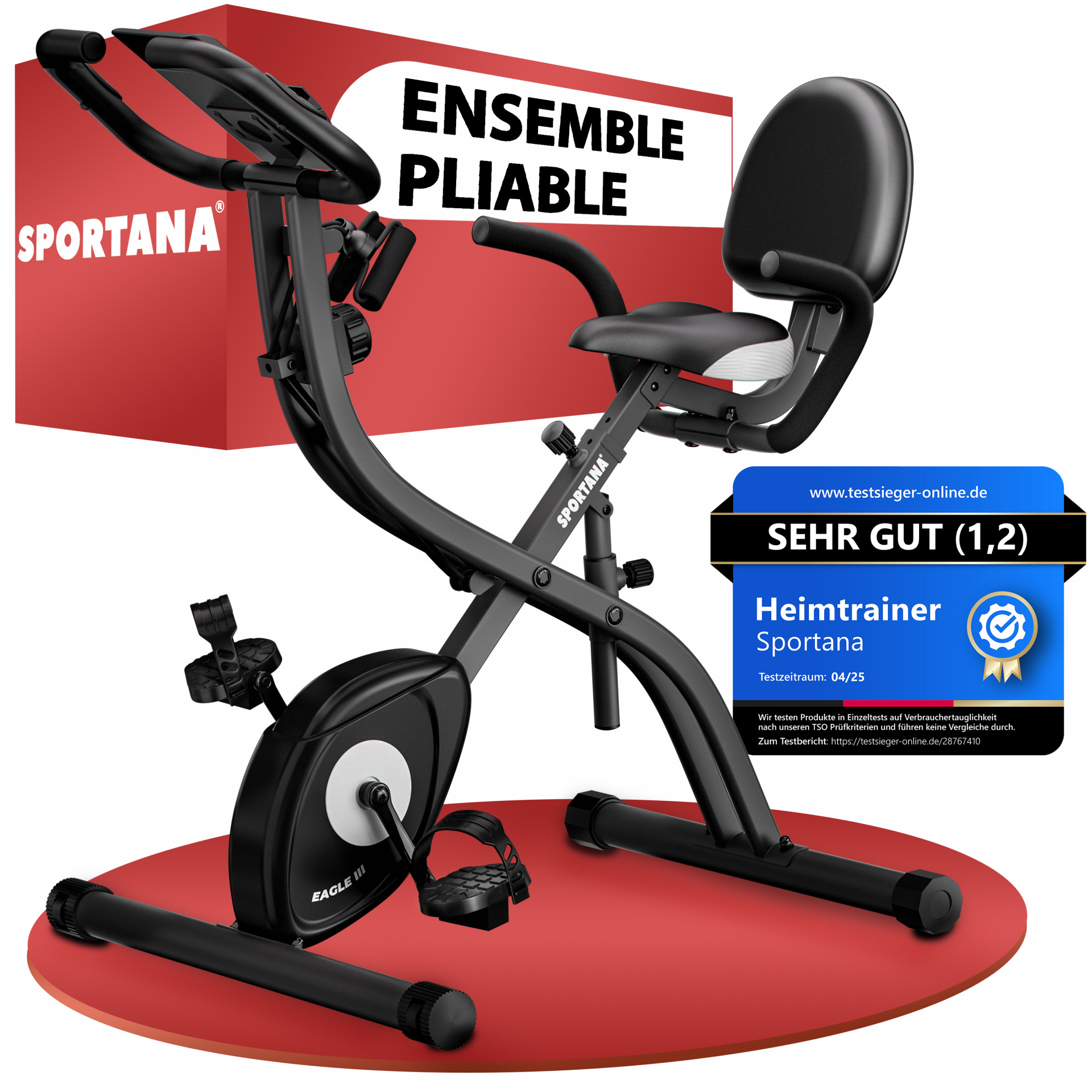 Heimtrainer Fahrrad Eagle 3 klappbar Pulssensoren