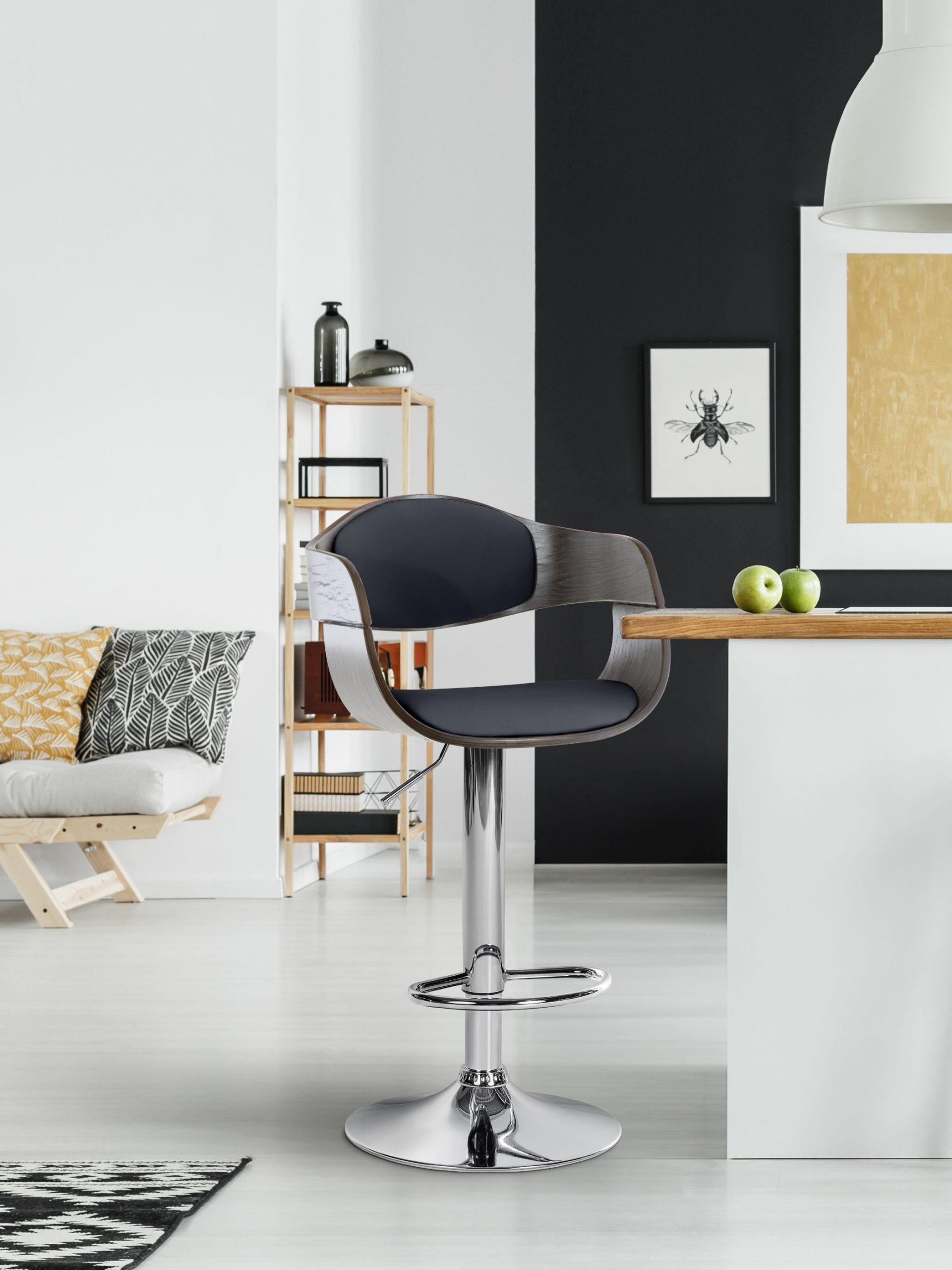 Barhocker Kingston C, schwarz/grau