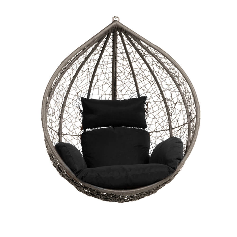 Polyrattan Hängesessel mit Gestell CIELO - Schwarz