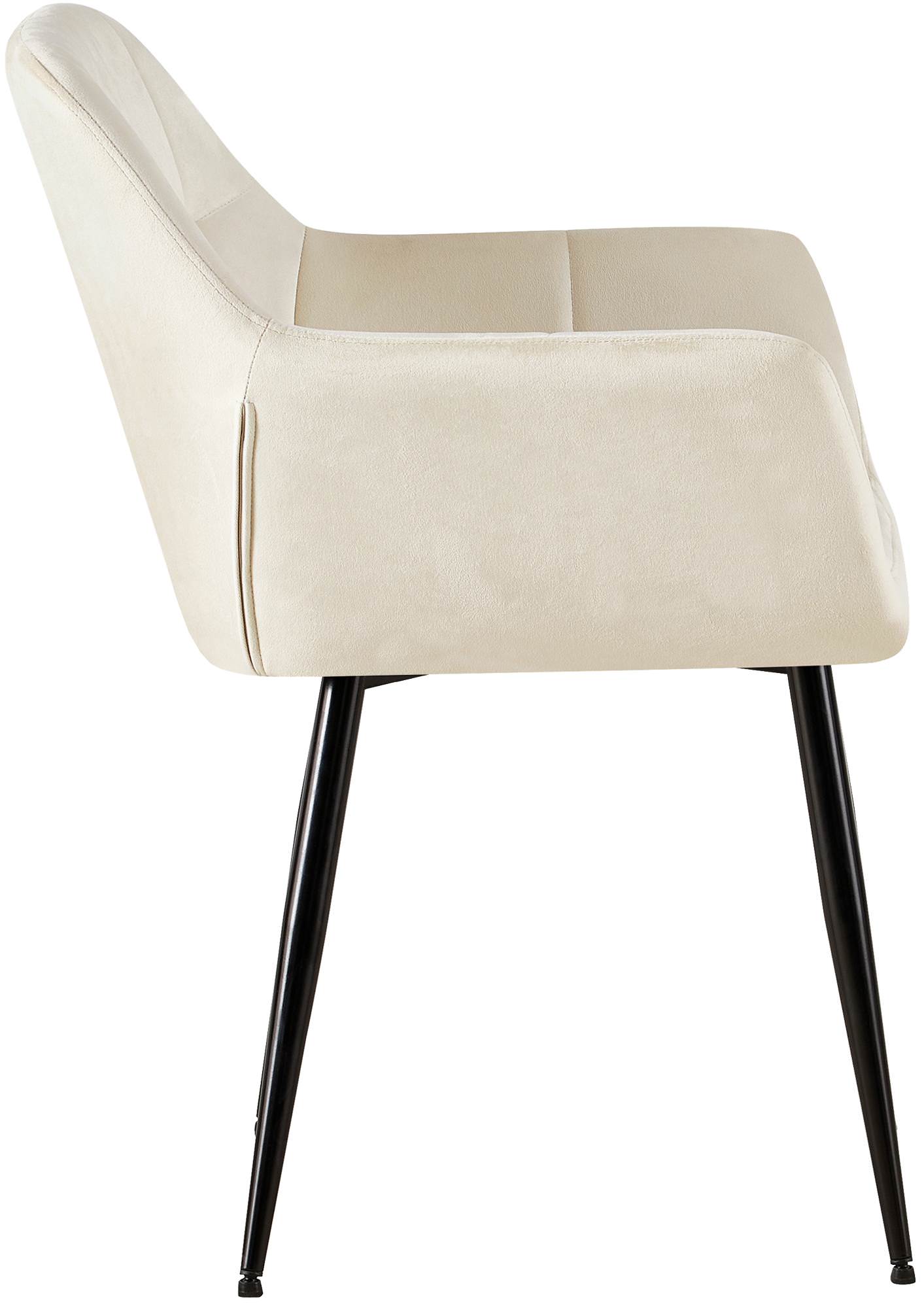 2er Set Esszimmerstuhl Emia Samt, creme
