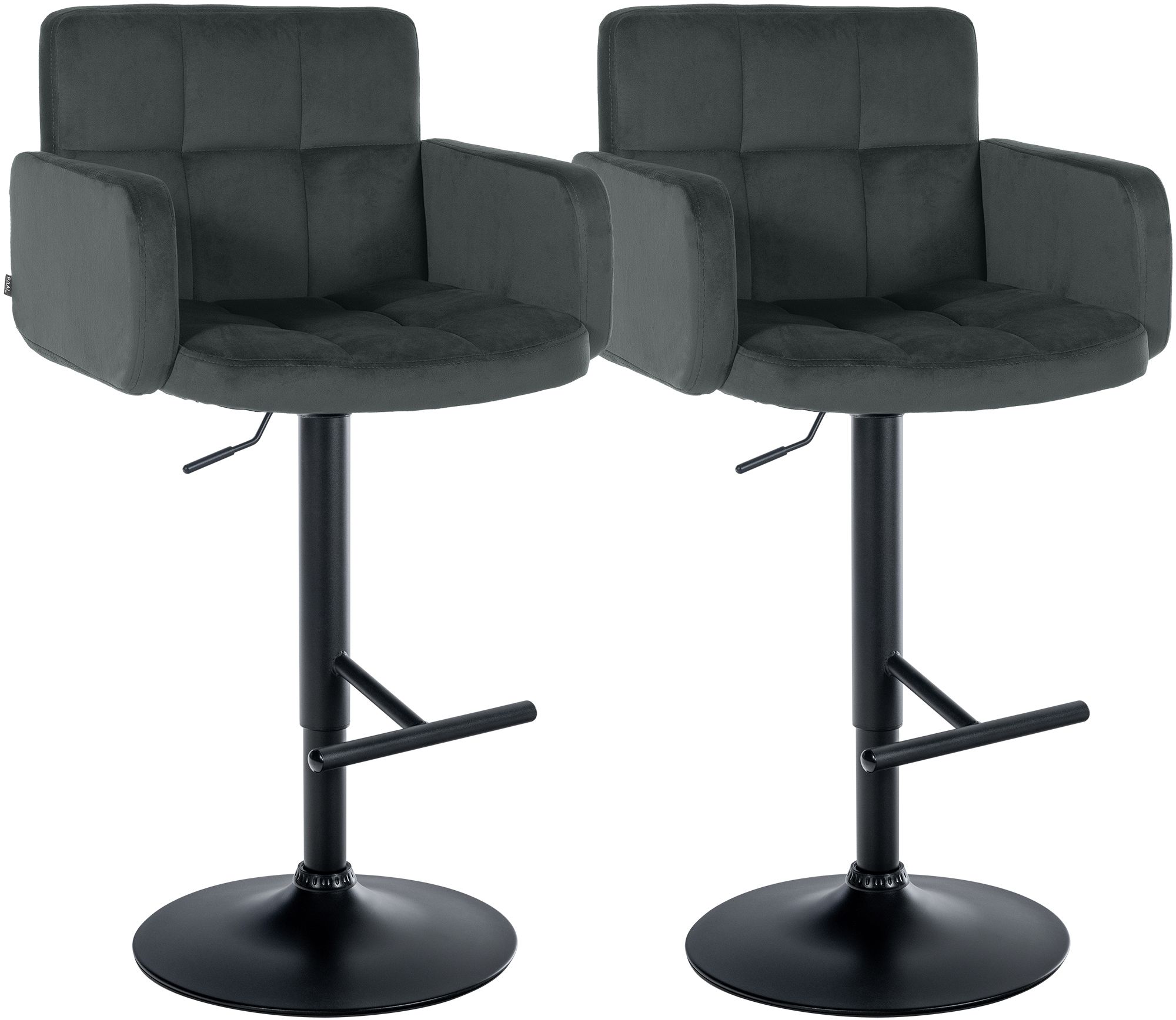2er Set Barhocker Los Angeles Samt schwarz, dunkelgrau