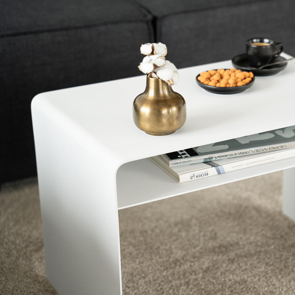 Beistelltisch aus Metall ZIMA - 58 x 38 cm Weiß Made in Germany