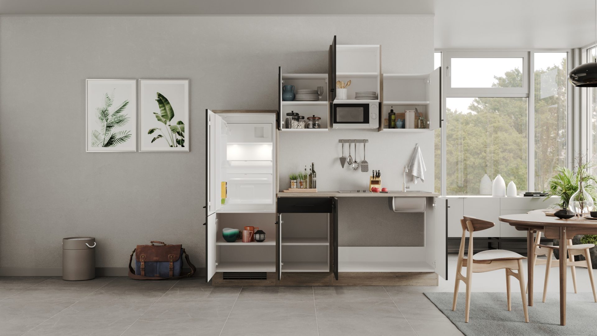 Singleküche Capri 210 cm mit E-Geräten