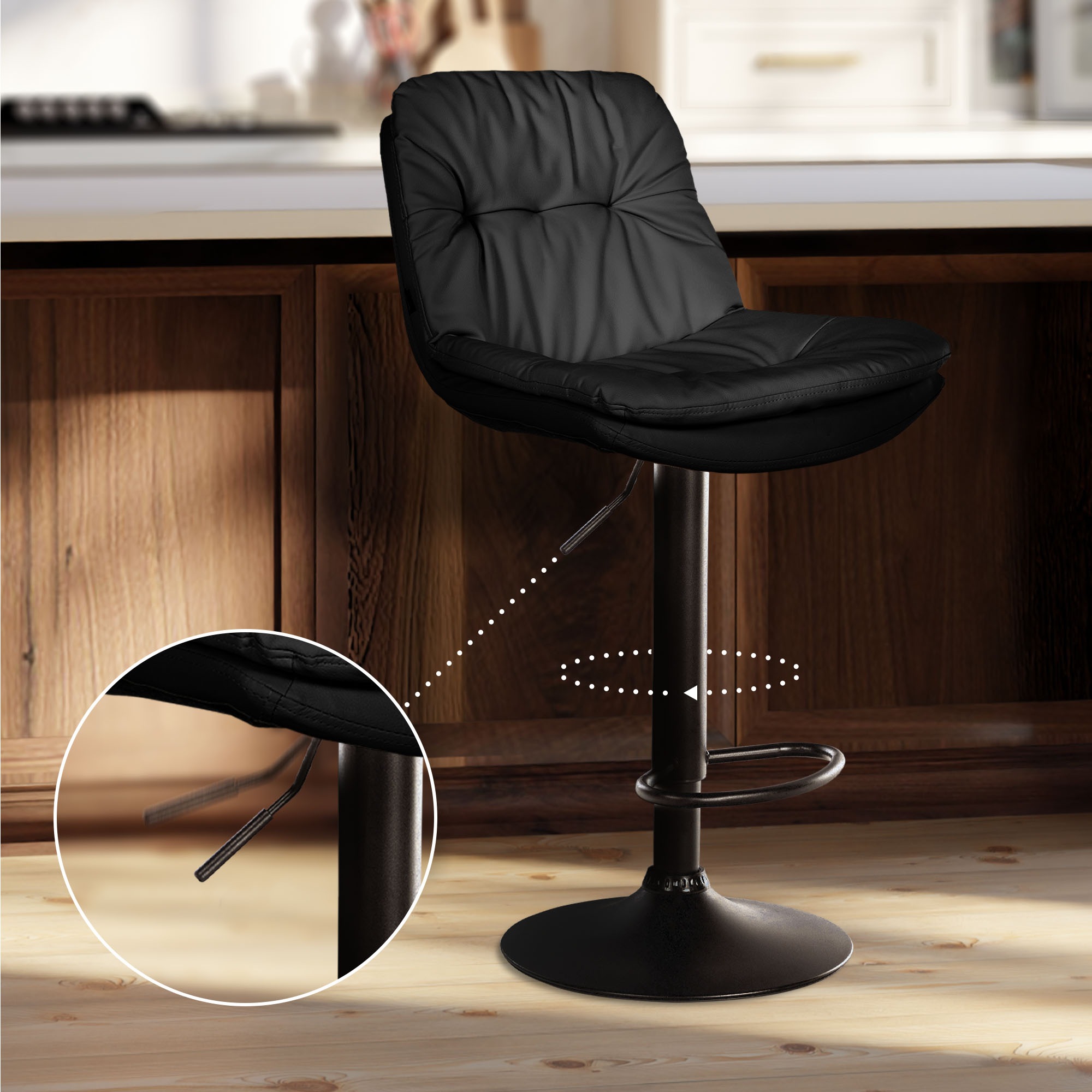Barhocker Laurel Kunstleder schwarz, schwarz
