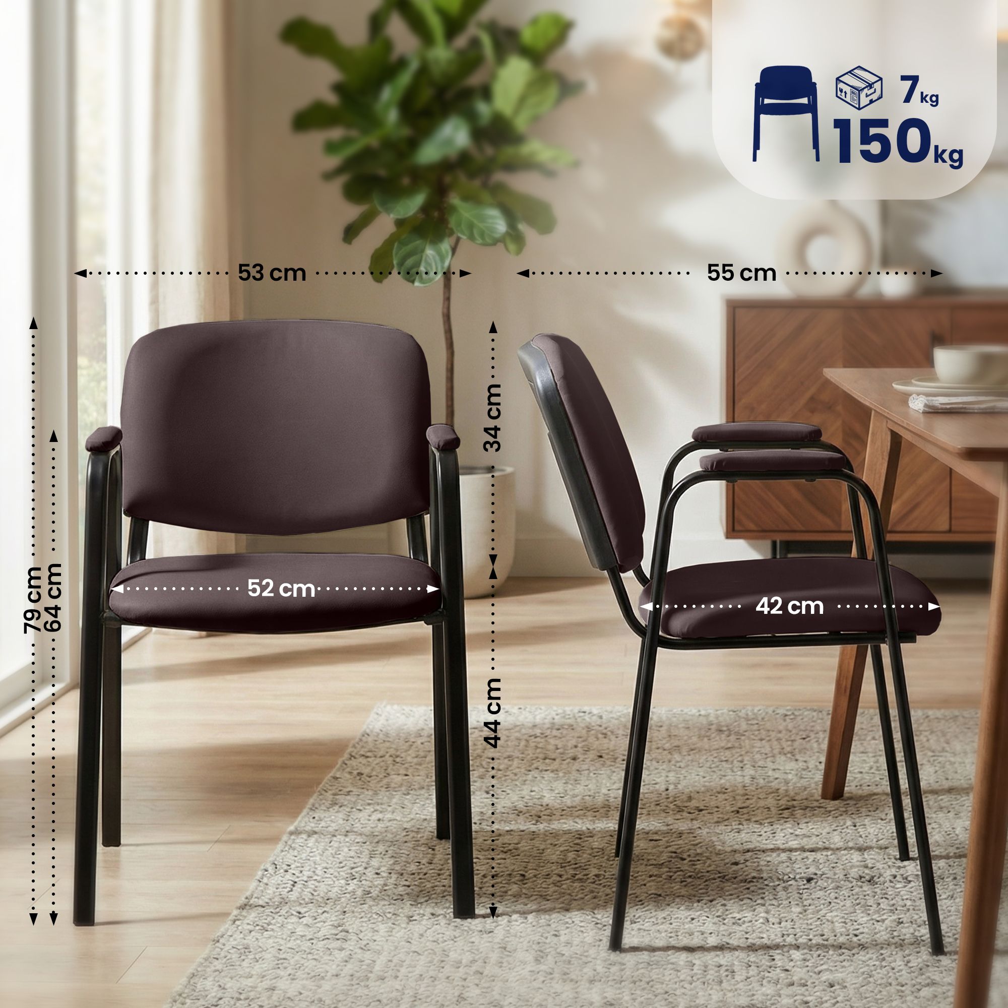 Besucherstuhl Ken PRO Kunstleder, braun