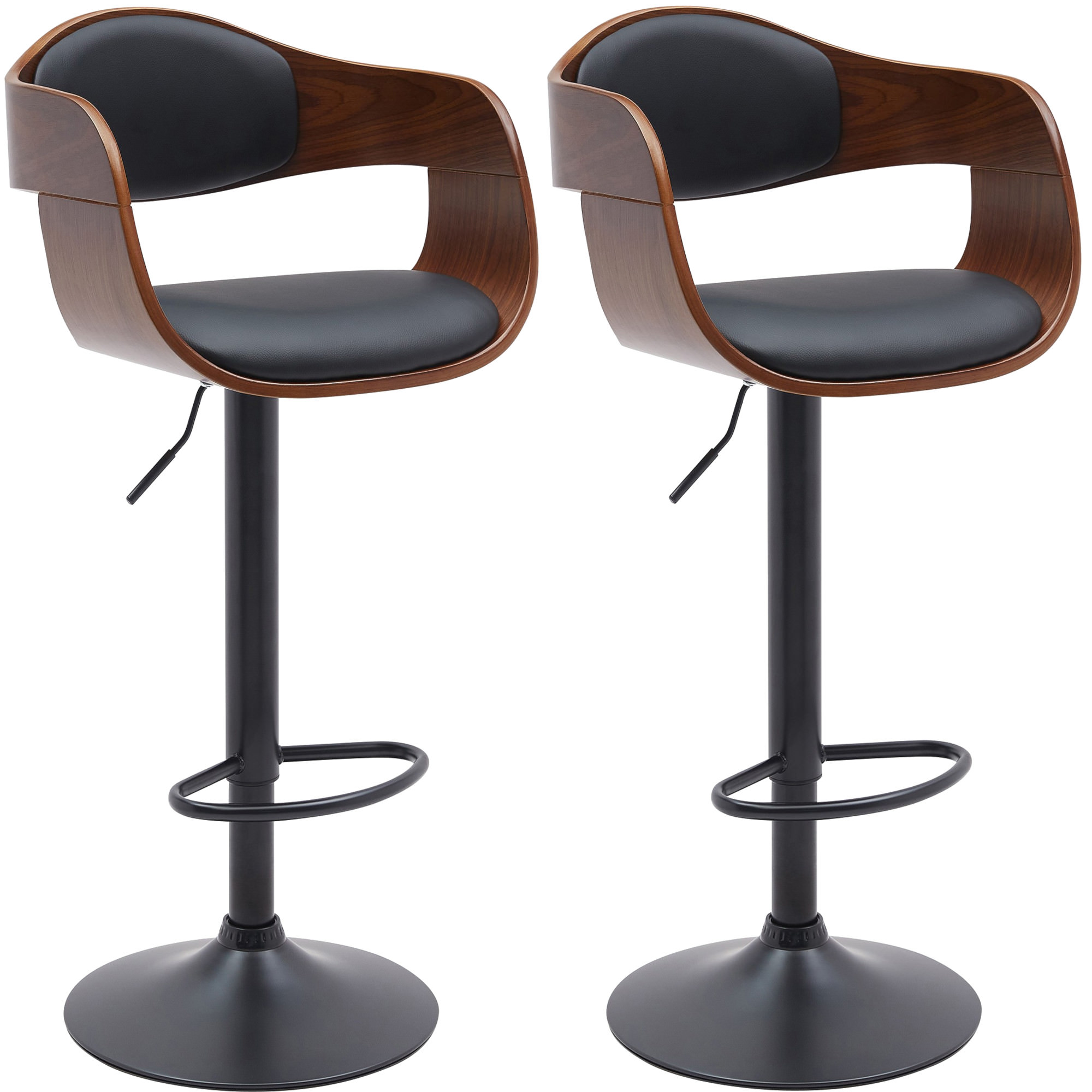 2er Set Barhocker Kingston B Kunstleder, walnuss/schwarz
