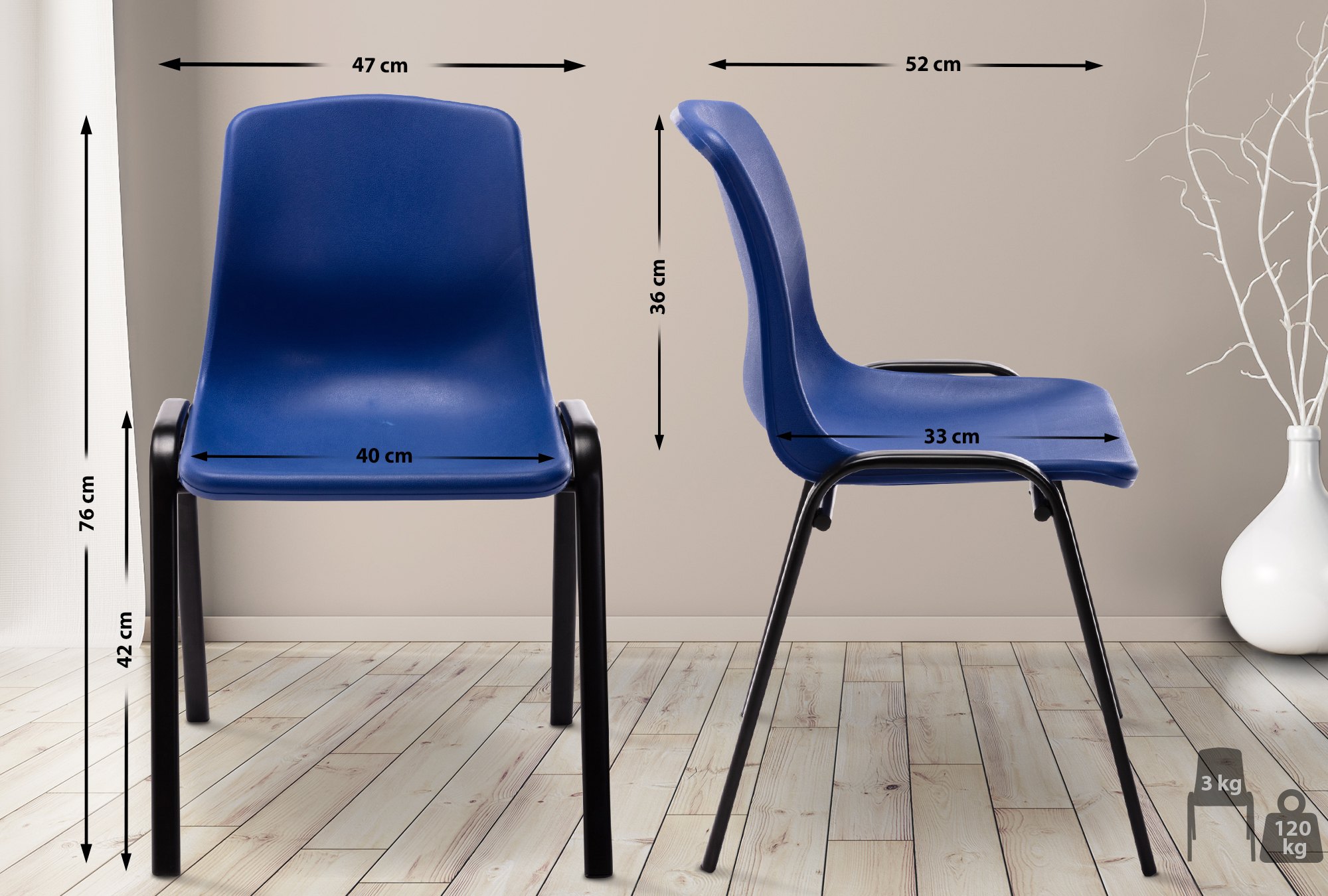 Stapelstuhl Nowra Kunststoff, blau
