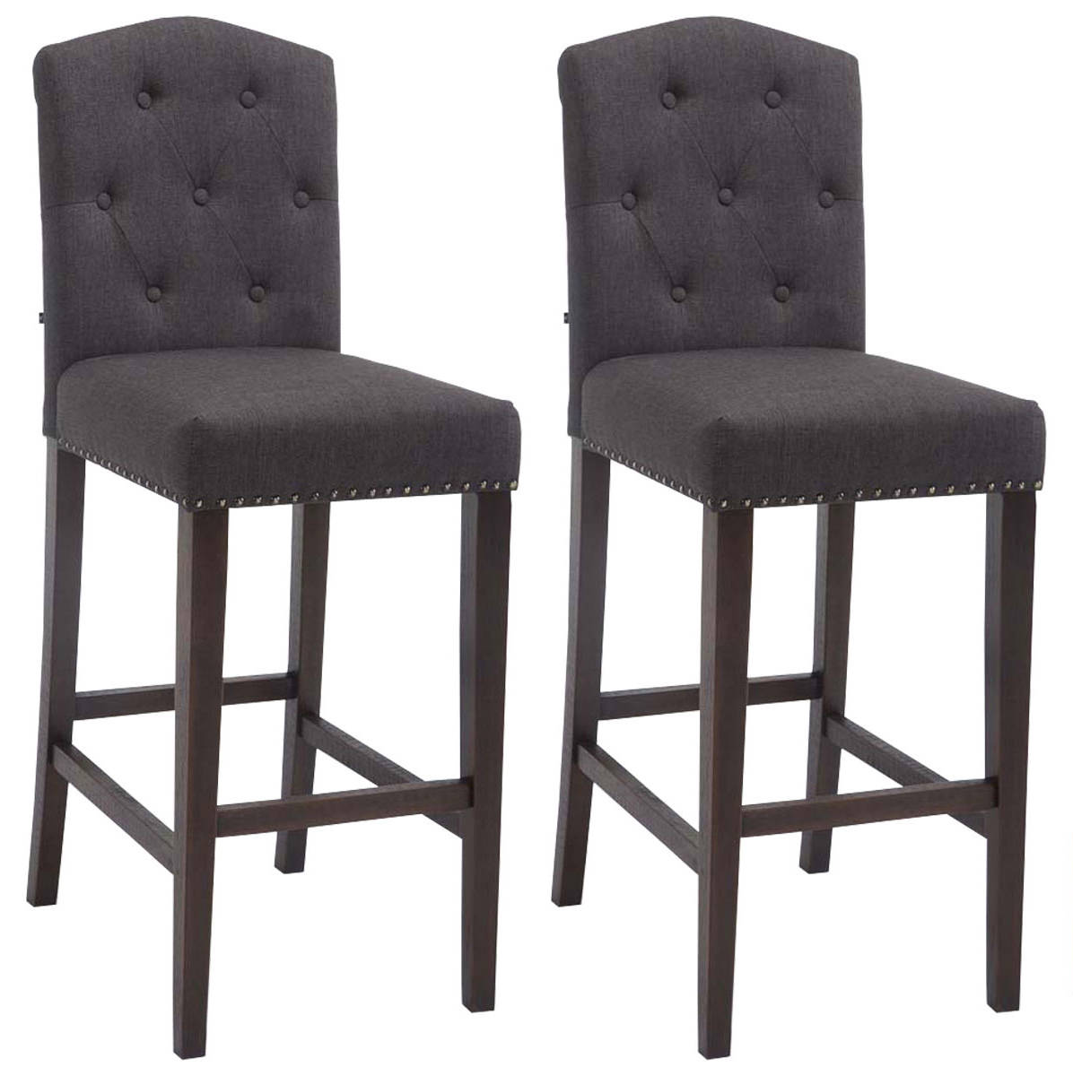 2er Set Barhocker Louise Stoff antik, dunkelgrau