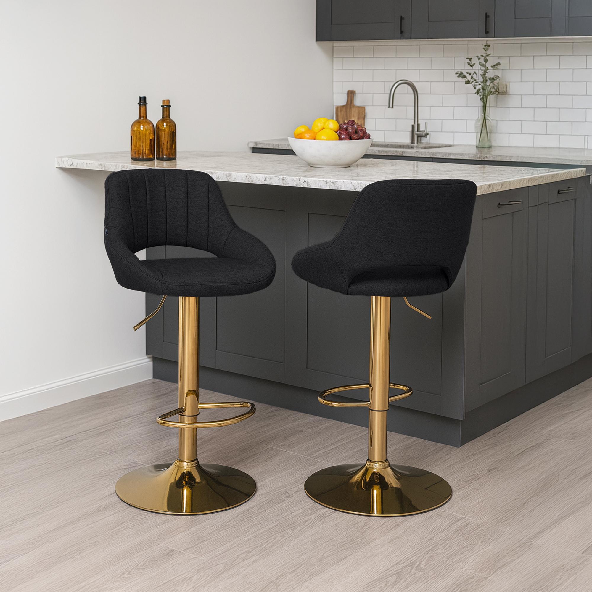 Barhocker Milet Stoff gold, schwarz