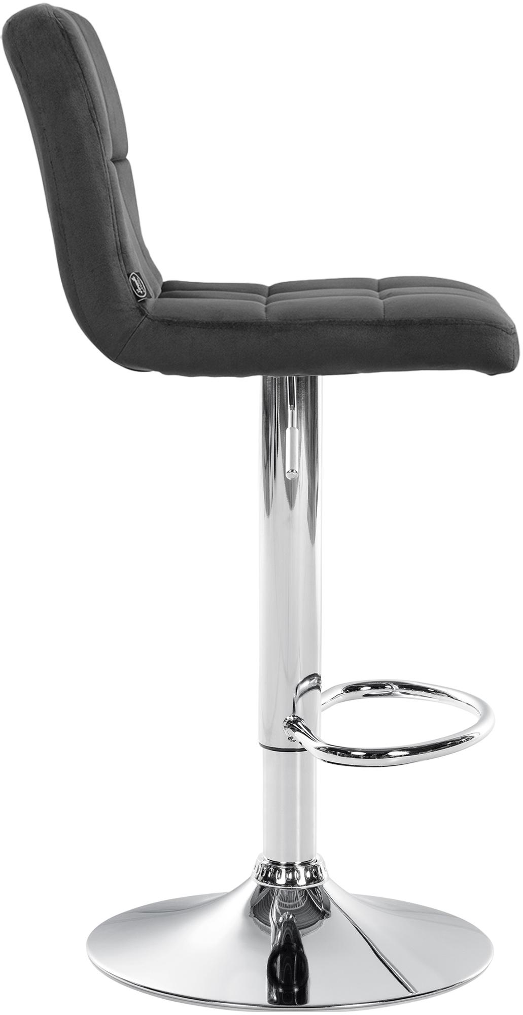 Barhocker Peru Samt chrom, dunkelgrau