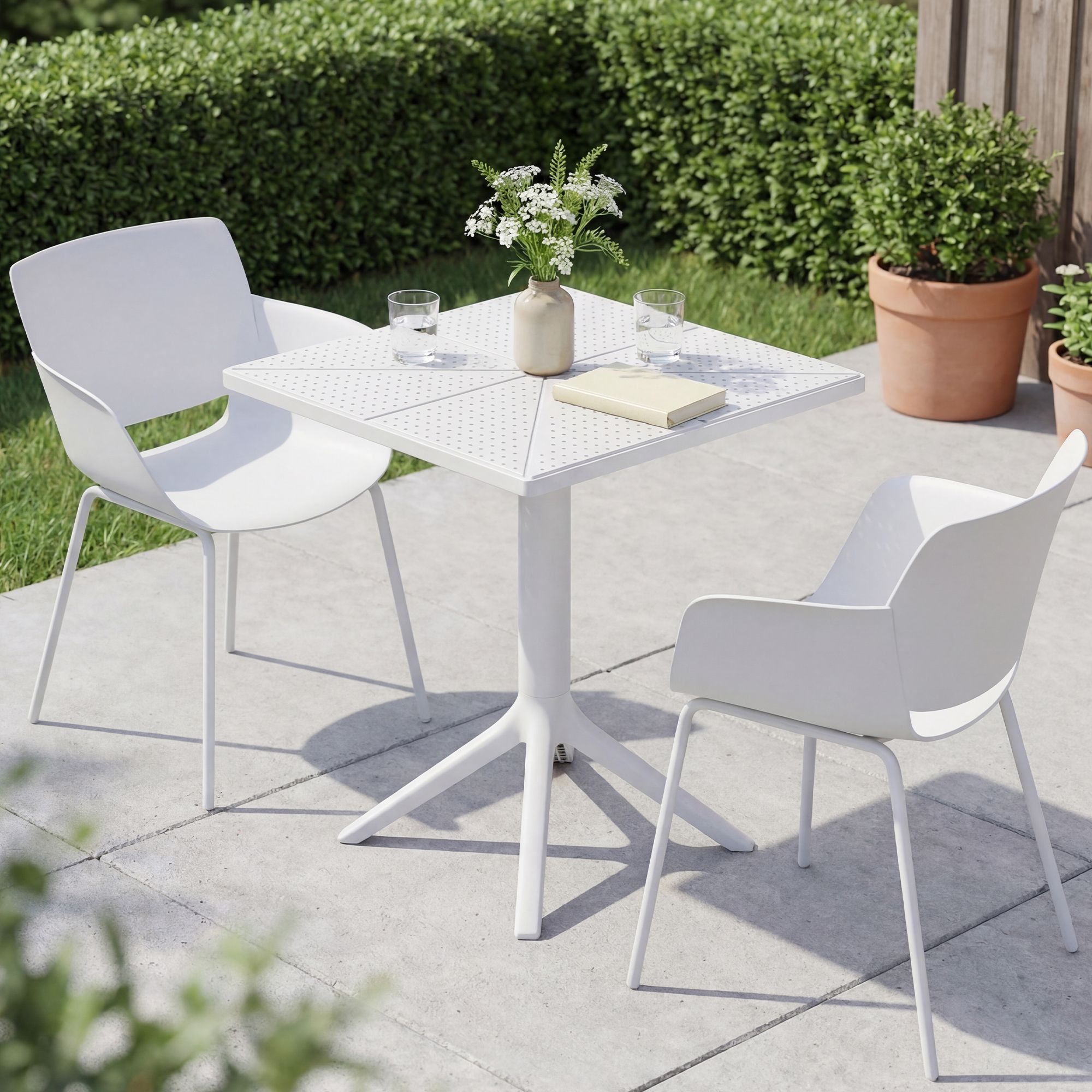 Gartenmöbel-Set Norva mit 2 Stühlen, weiß