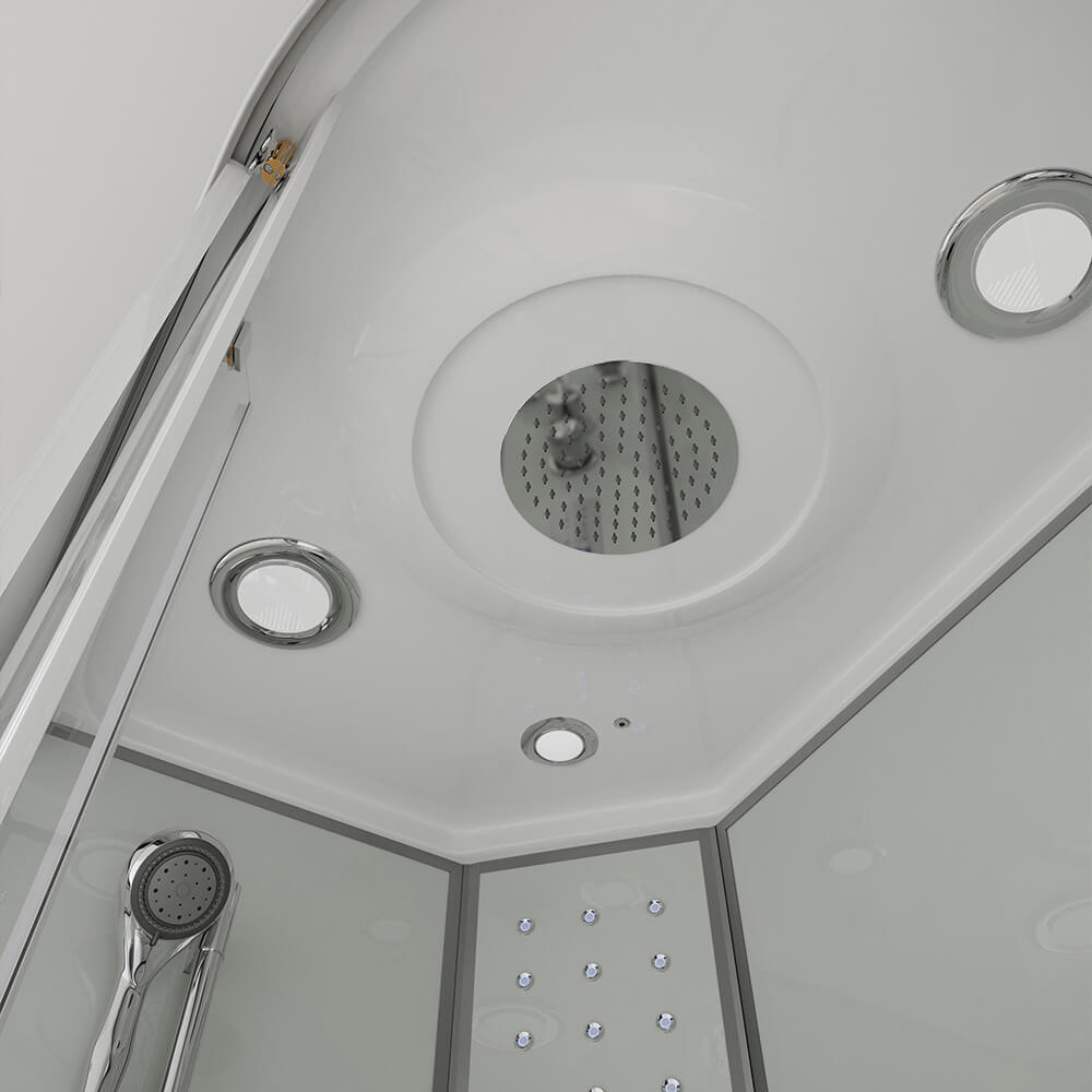 Duschkabine mit Wasserfall und Rückenmassage WHITE PEARL - 120 x 80 cm Rechts