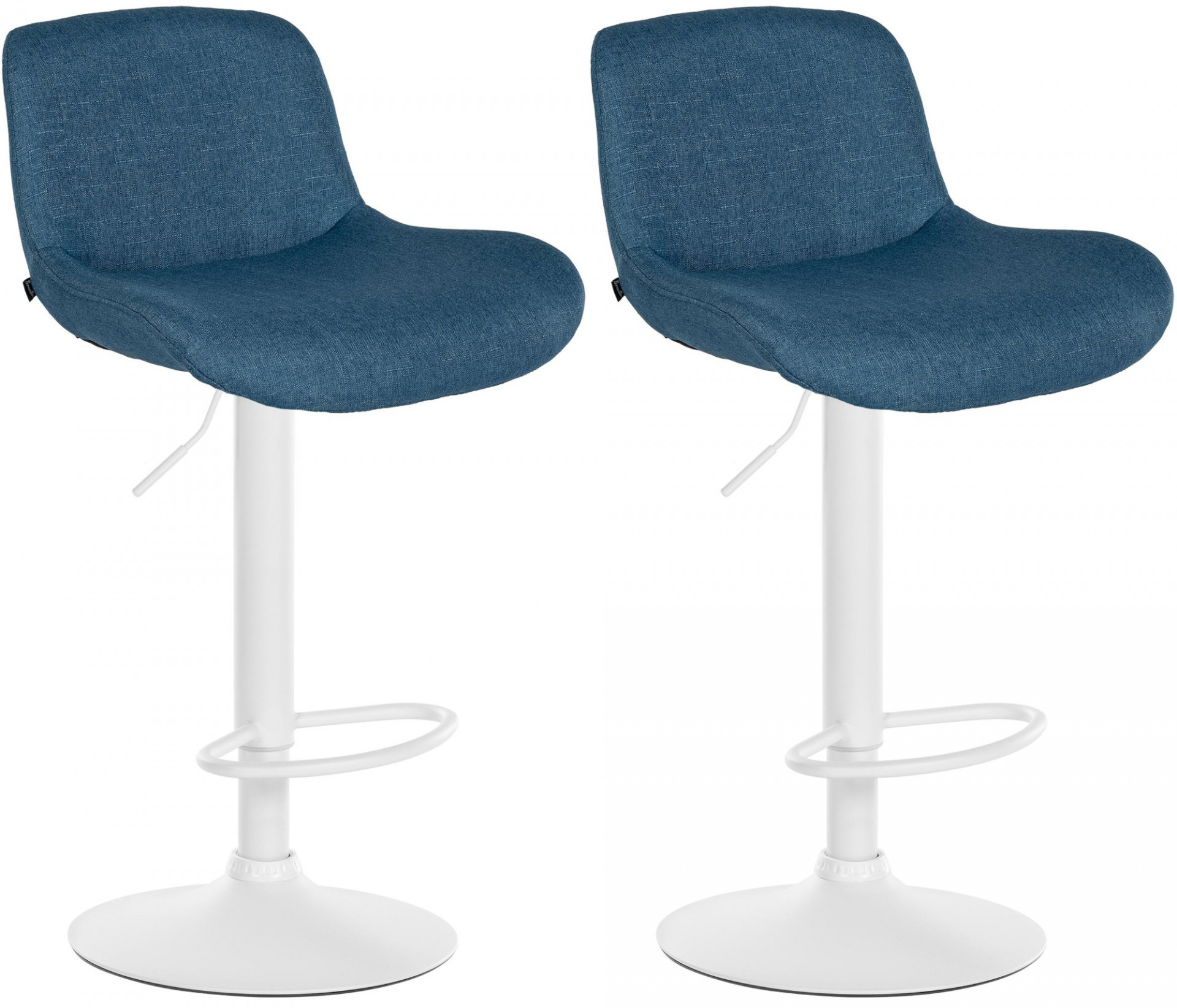 2er Set Barhocker Solon Weiß Stoff, blau