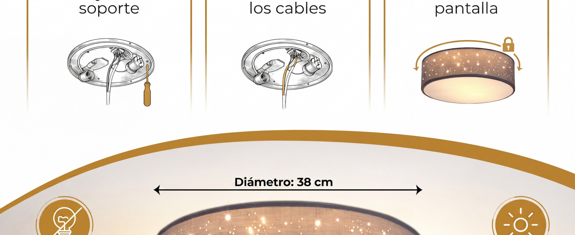 Deckenlampe Grau Stoff Ø38cm Sternenhimmel