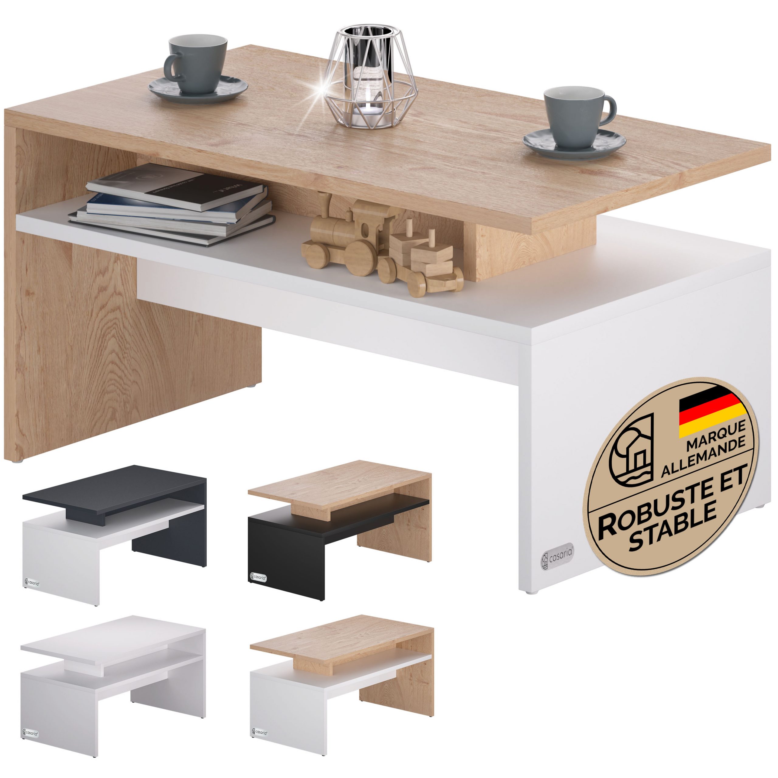 Couchtisch Sacramento Weiß/Eiche 95x55x50cm