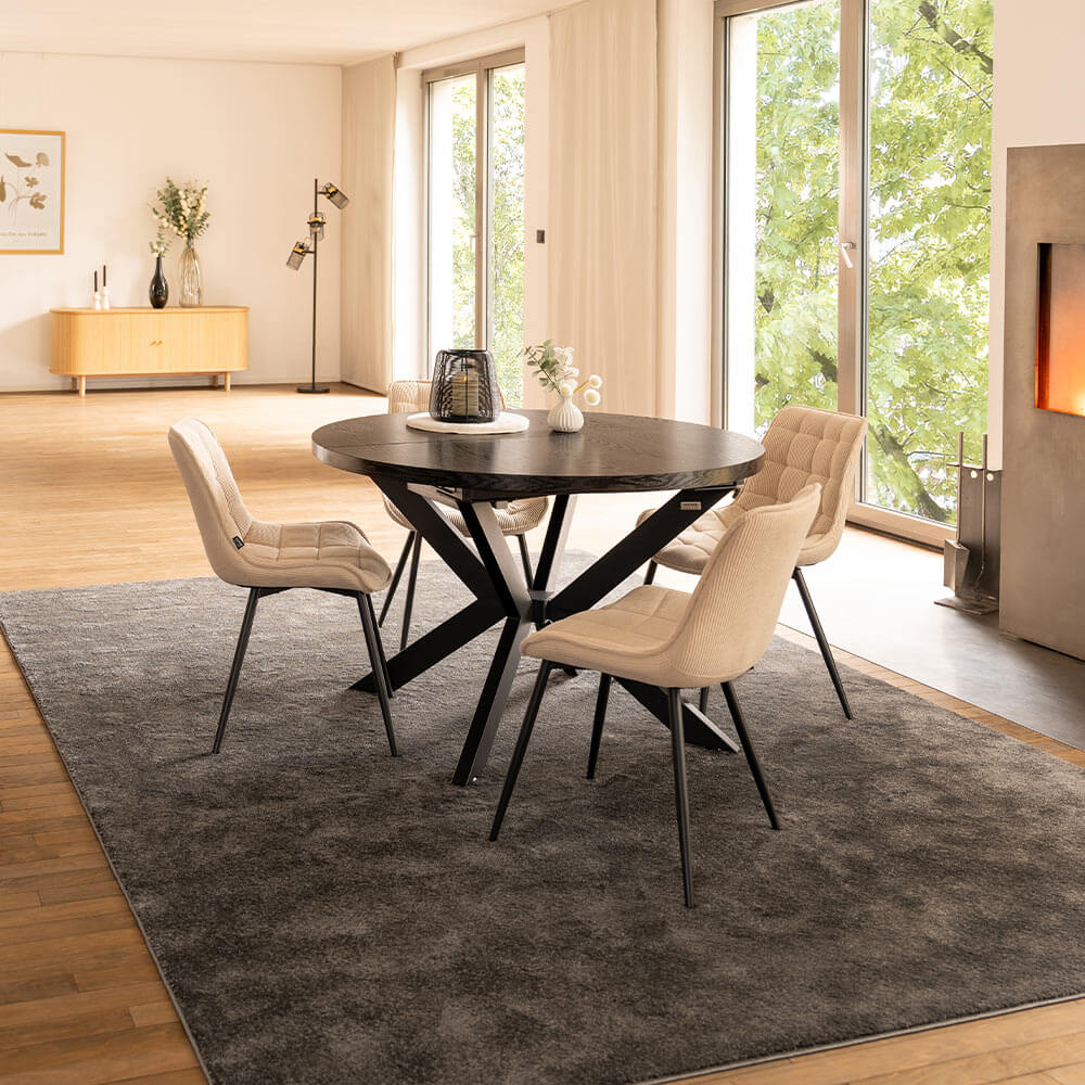 Esstisch Rund Ausziehbar AVENTURA inkl. Sternfuß - 120-160 x 120 cm Dark Oak