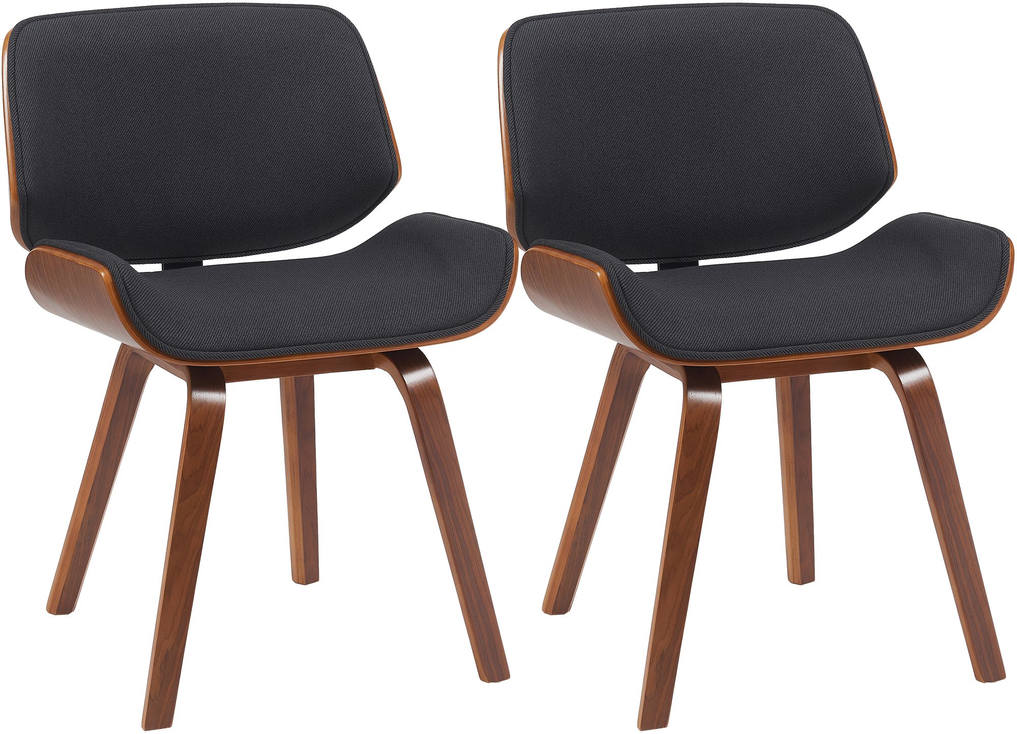 2er Set Besucherstuhl Beverley Stoff, walnuss/schwarz