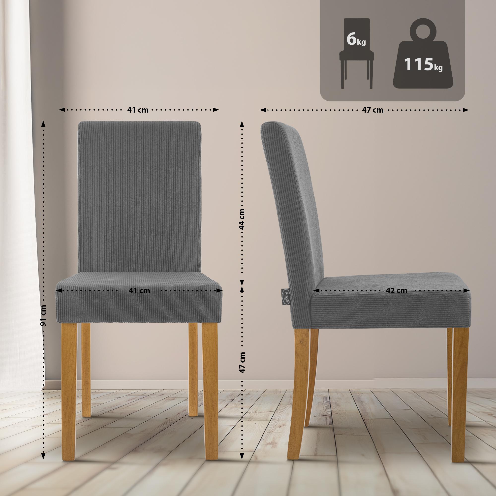 2er Set Esszimmerstuhl Ina Cord antik hell, grau