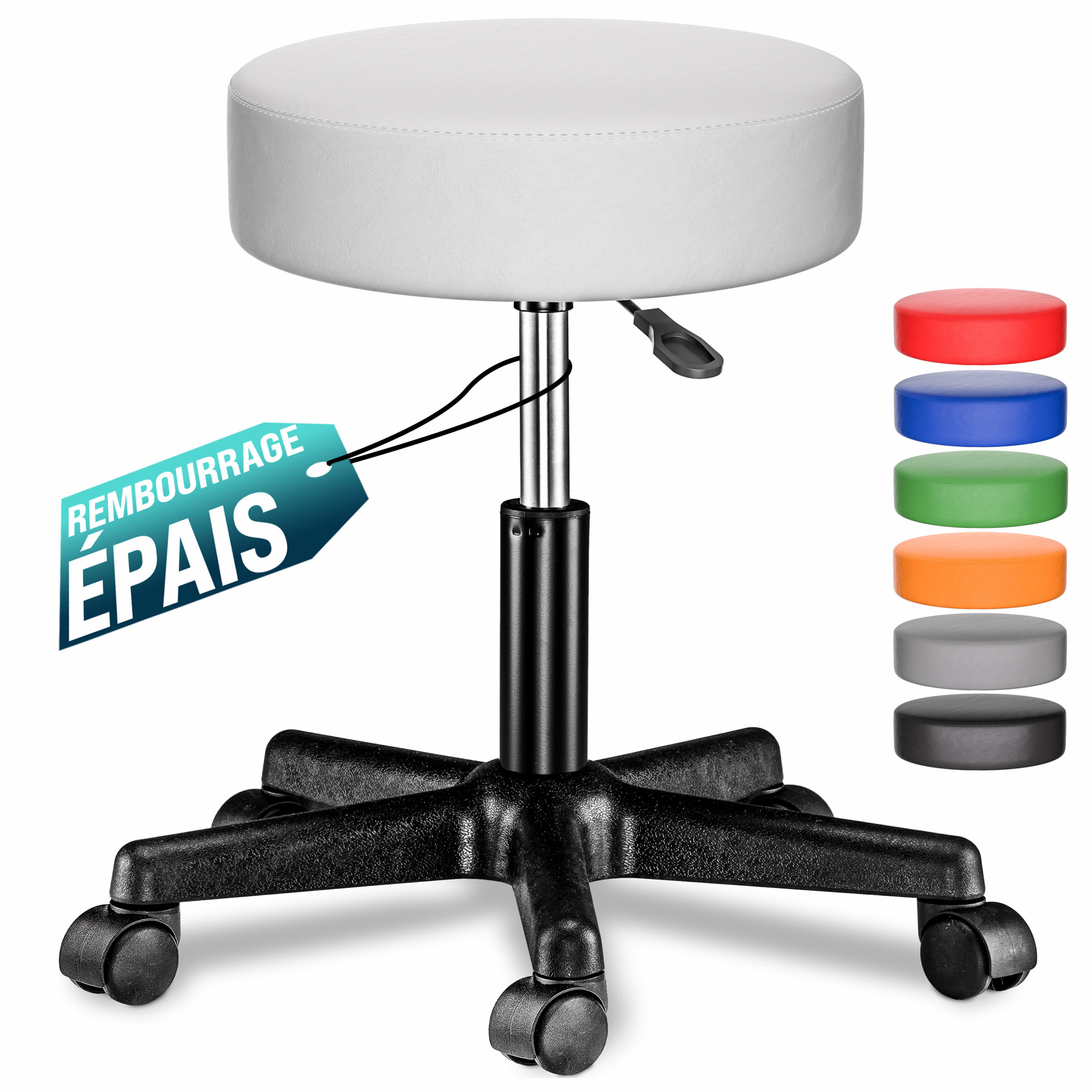 Rollhocker Kunstleder Weiß 360° drehbar