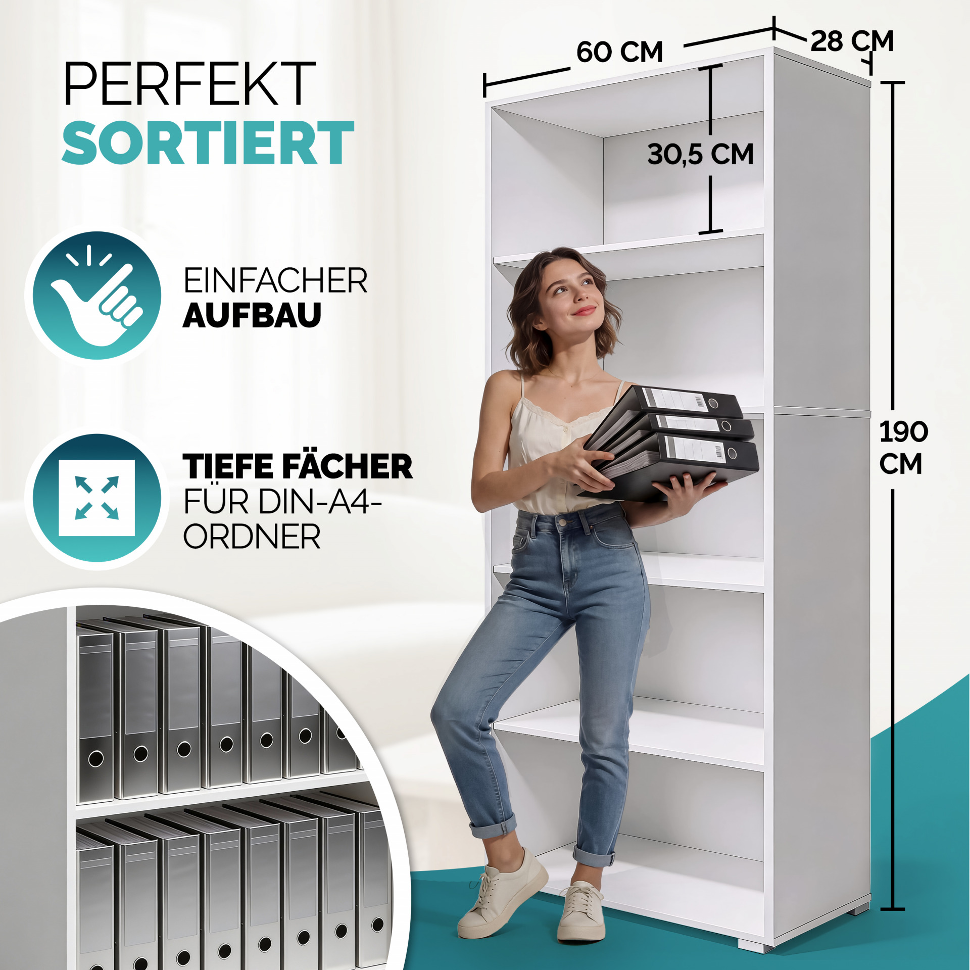 Bücherregal Vela Weiß 5 Fächer
