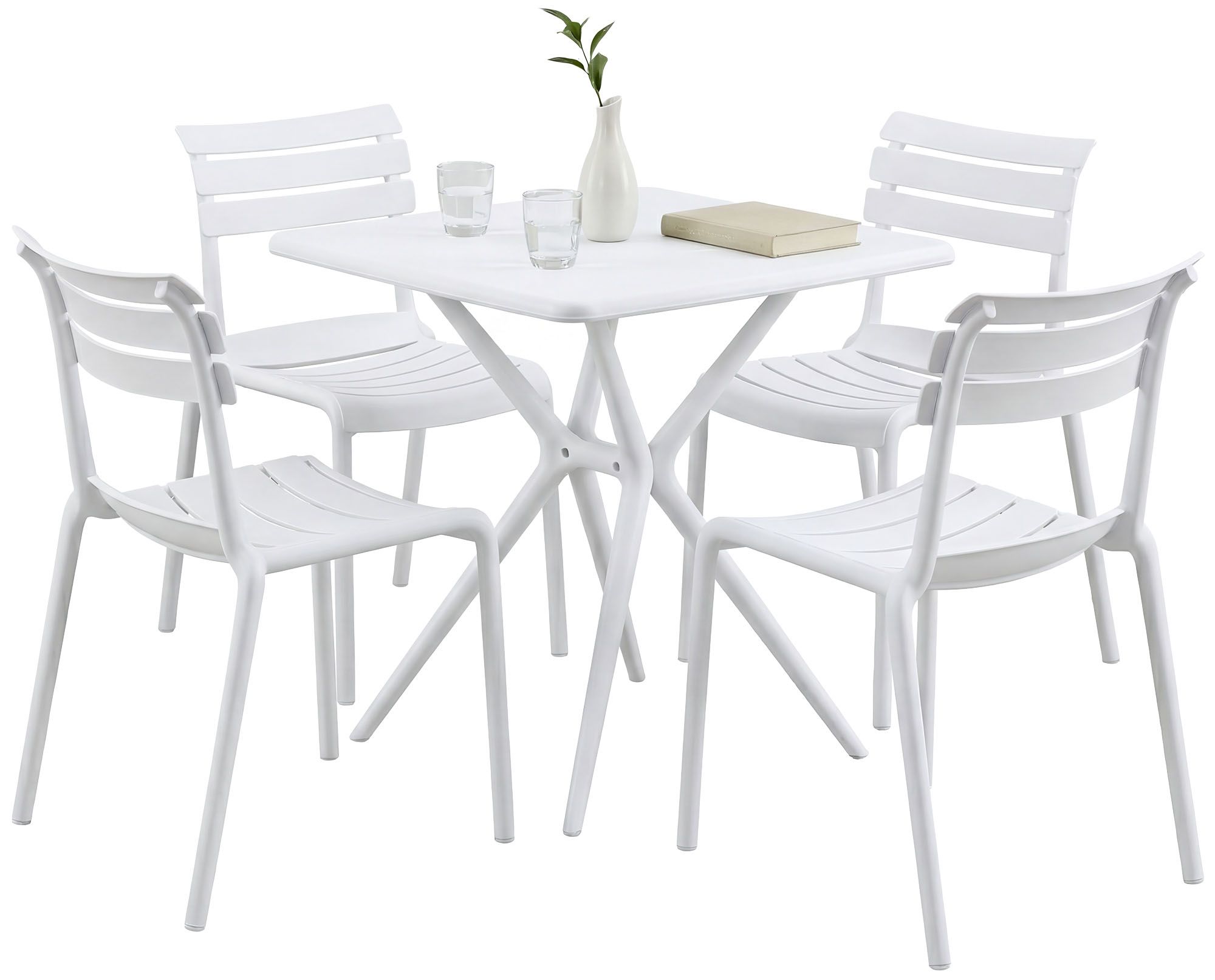 Gartenmöbel-Set Vela mit 4 Stühlen, weiß
