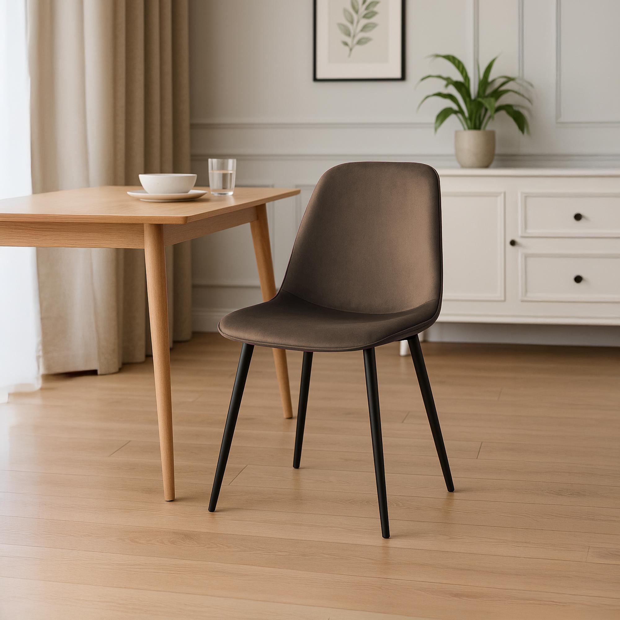 2er Set Esszimmerstuhl Maryam Samt, braun