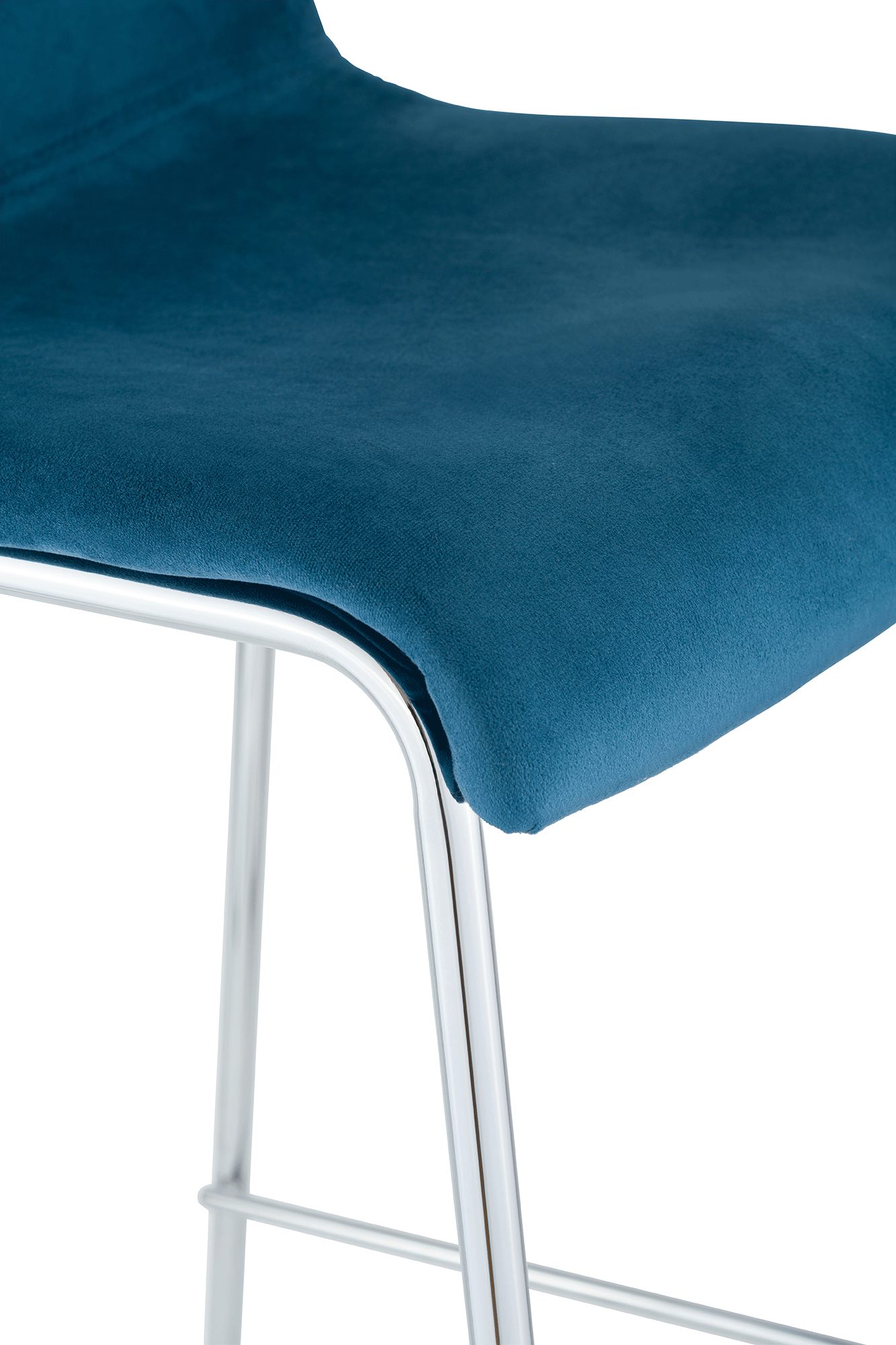 Barhocker Hoover Samt 4-Fuß Chrom, blau