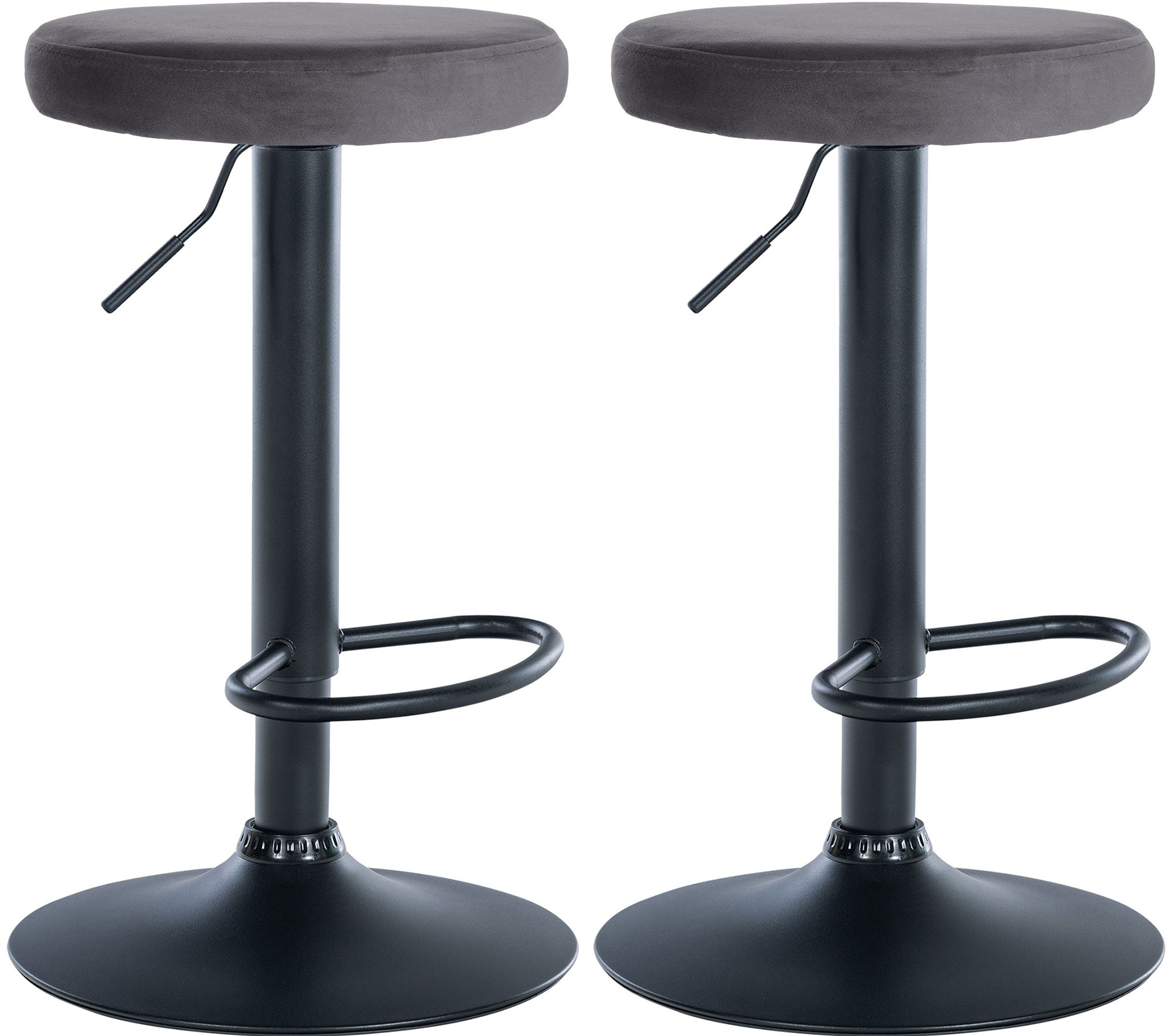 2er Set Barhocker Ponte Samt schwarz, dunkelgrau