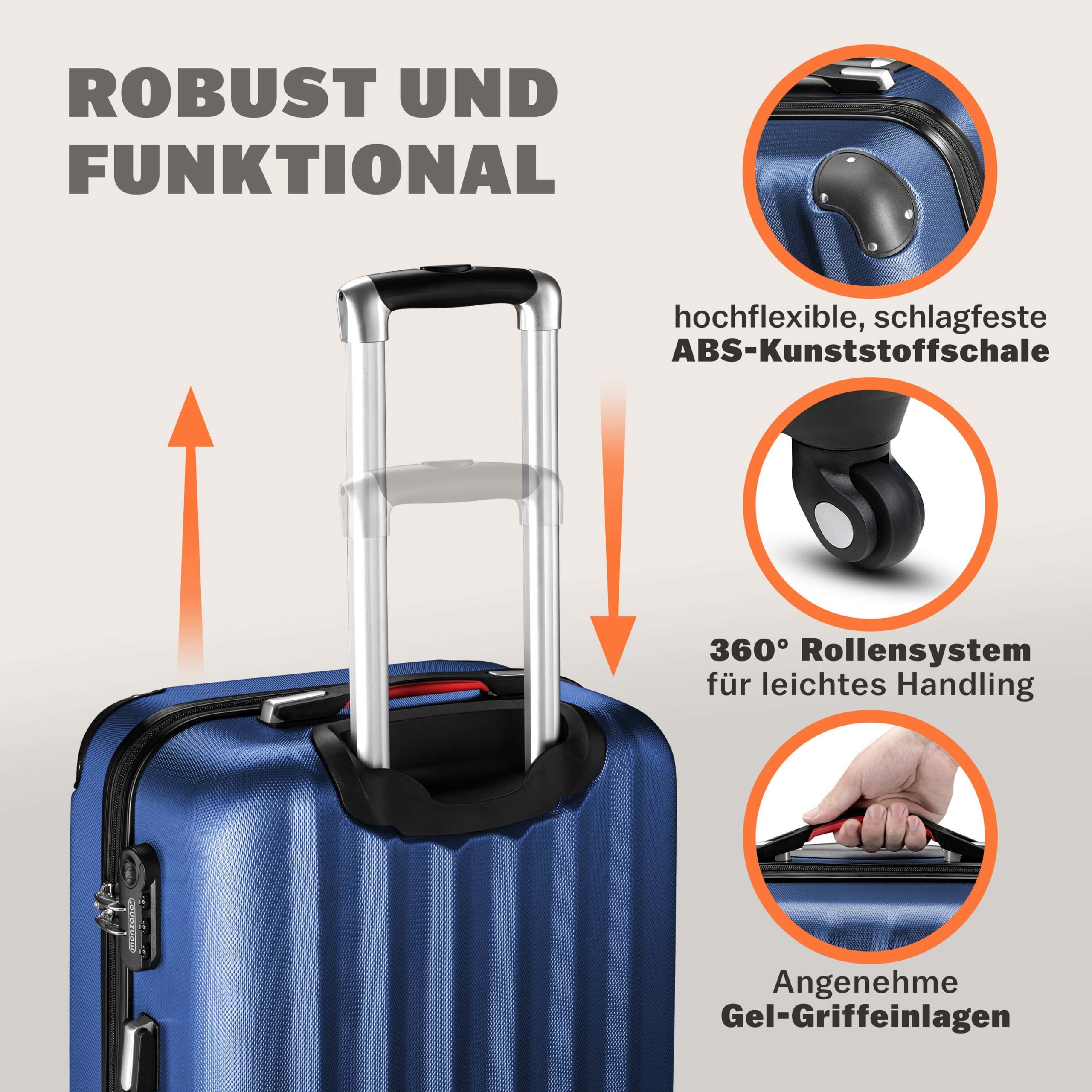 Hartschalenkoffer Rollen 360º Handgepäck Blau ABS