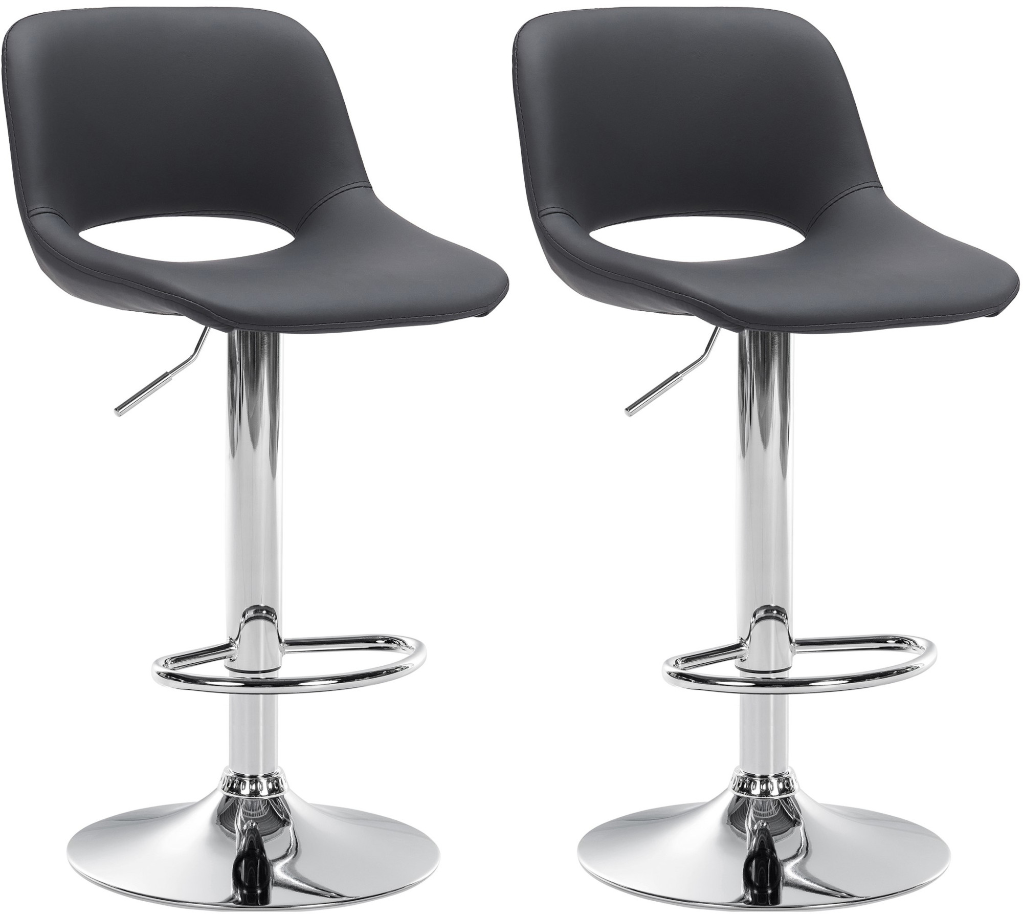 2er Set Barhocker Camden Kunstleder chrom, schwarz