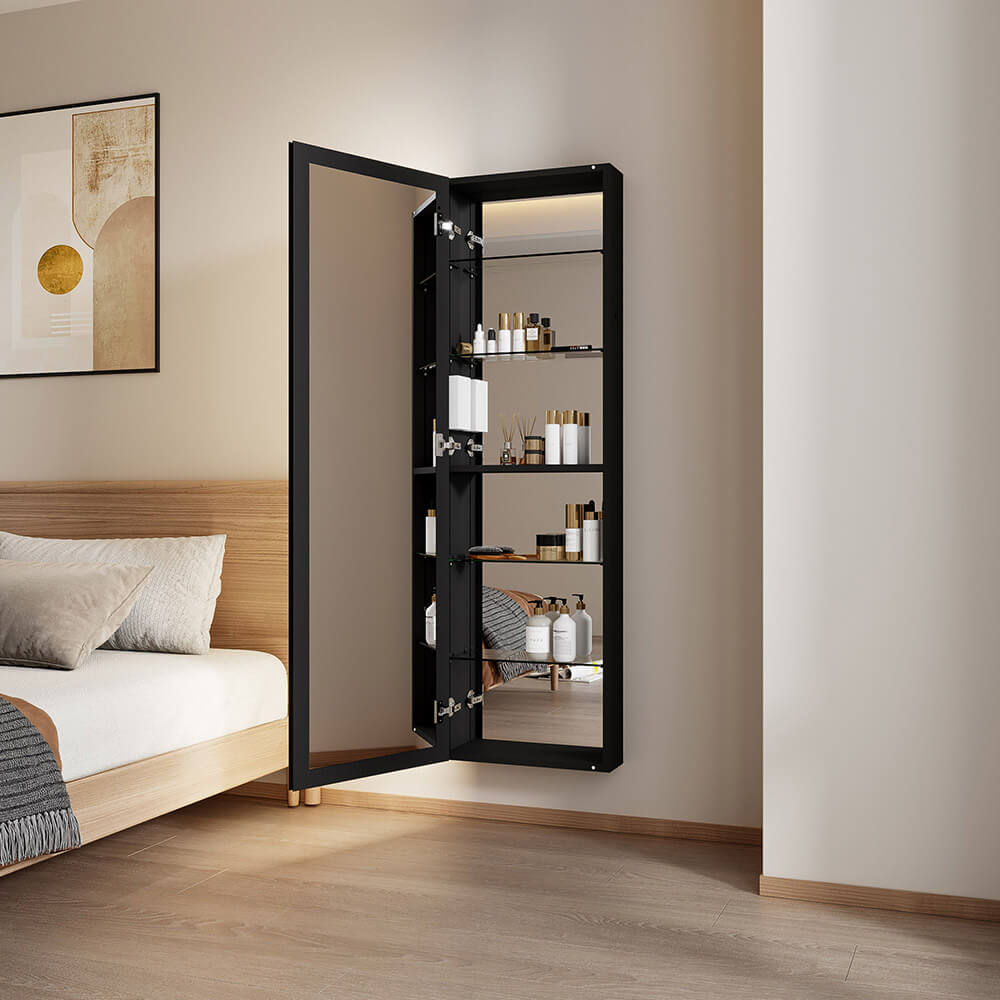 LED-Spiegelschrank OSMO Schwarz - 50 x 160 cm