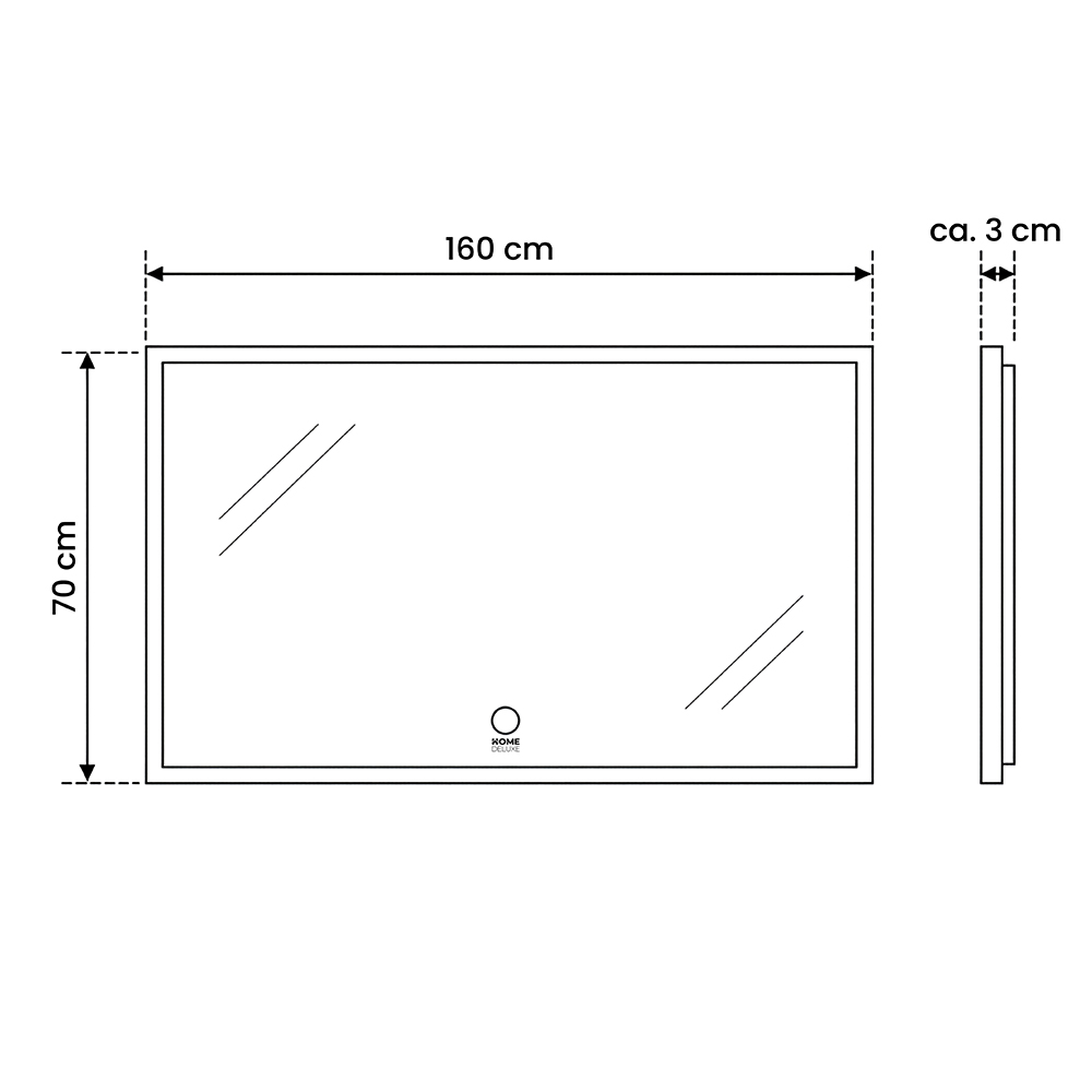 LED-Spiegel Rechteckig NOLA – 160 x 70 cm