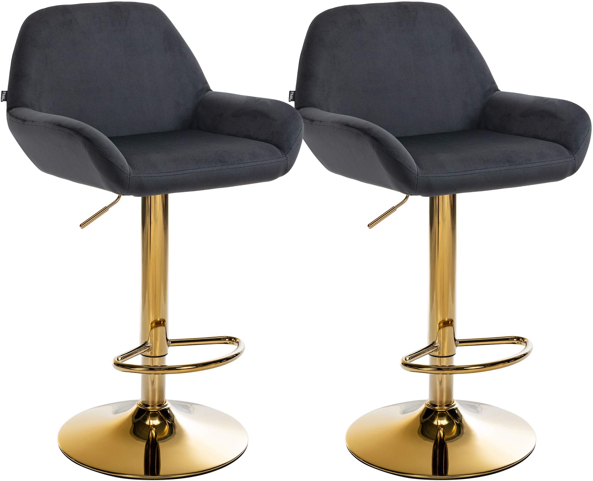 2er Set Barhocker Braga Gold Samt, schwarz