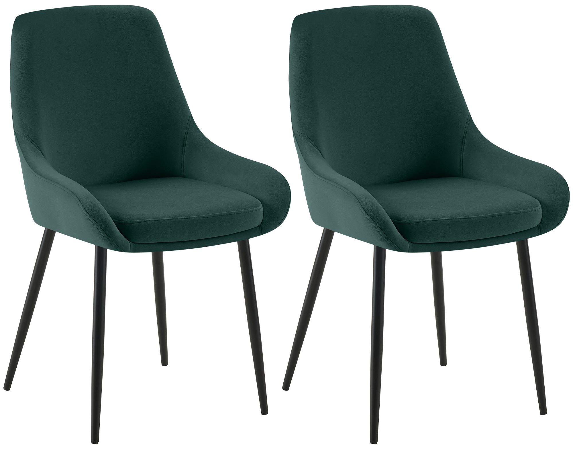 2er Set Esszimmerstuhl Elmira Samt schwarz, grün