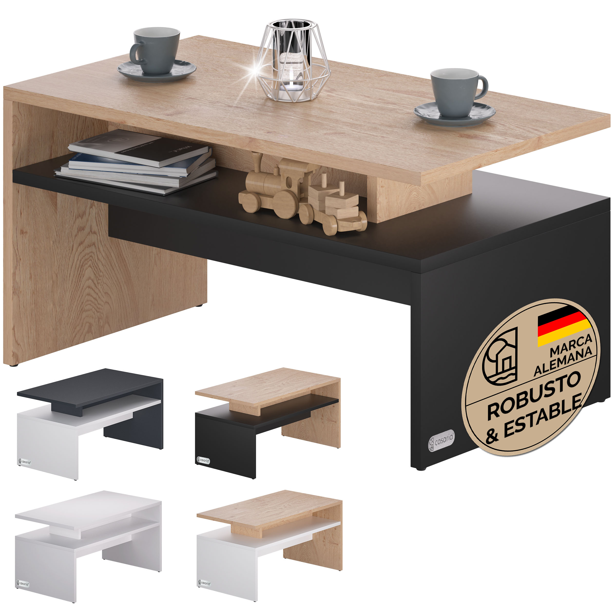 Couchtisch Sacramento Holz/Grau 95x55x50cm