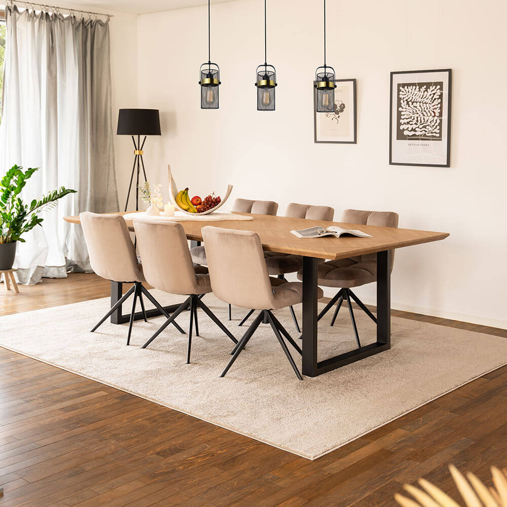 Esstisch Eckig AVENCIA inkl. U-Fuß - 240 x 120 cm Fishbone Oak