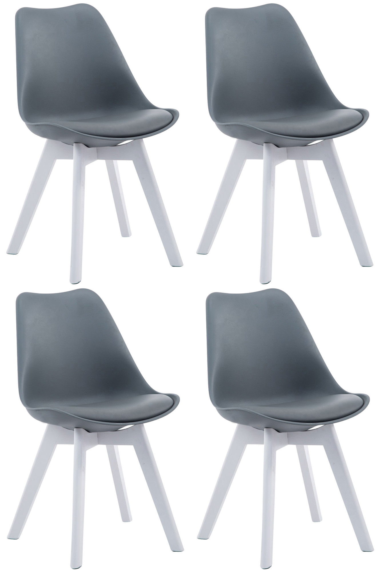 4er Set Besucherstühle Borneo V2 Weiß Kunstleder, grau