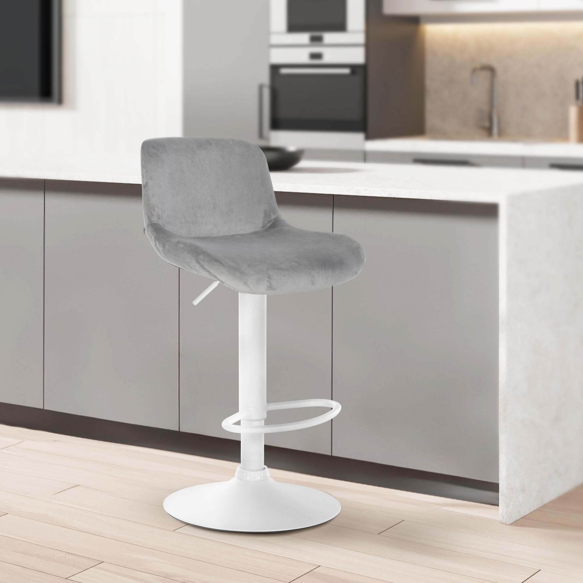 2er Set Barhocker Solon Weiß Samt, grau