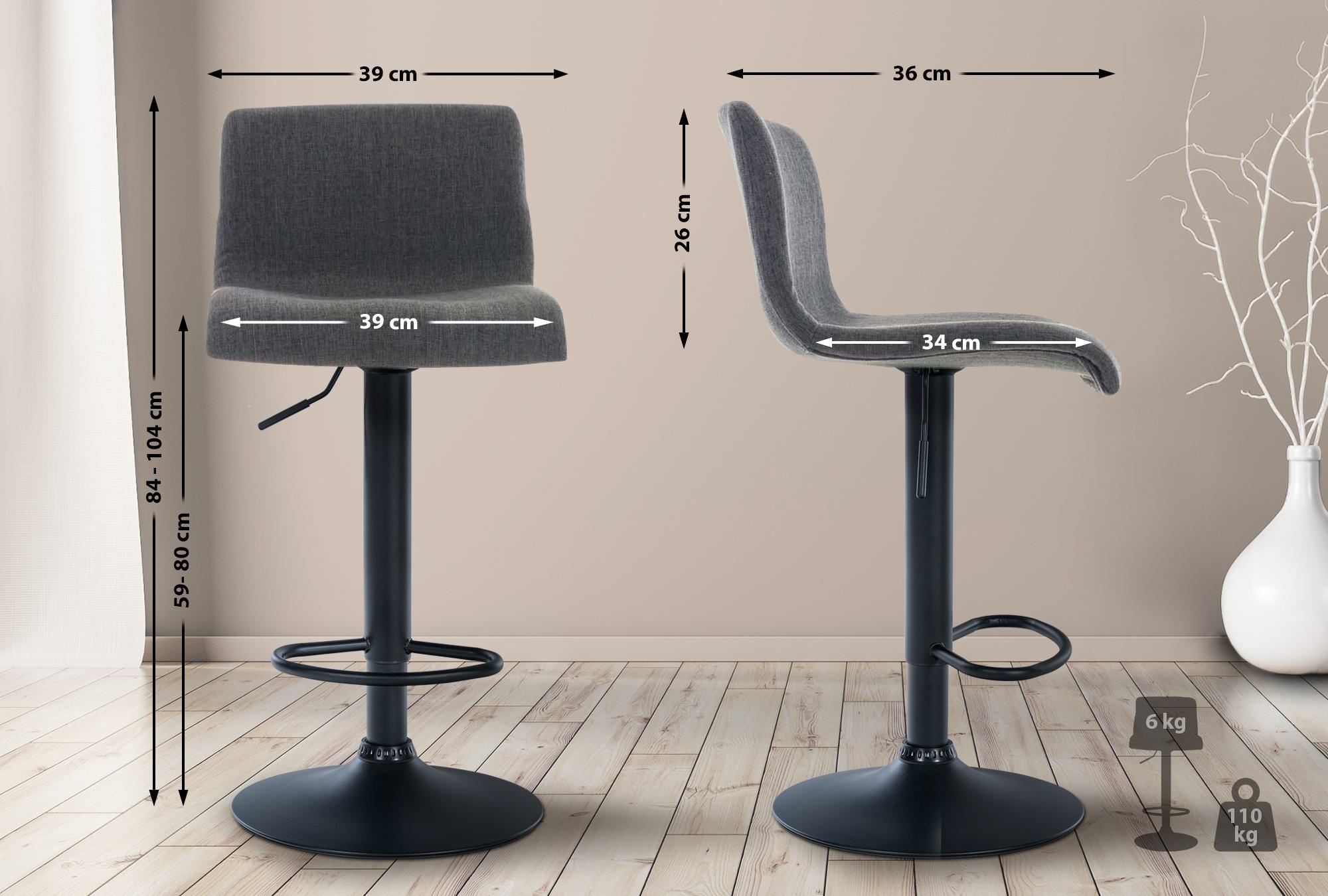 Barhocker Hoover Stoff B, dunkelgrau