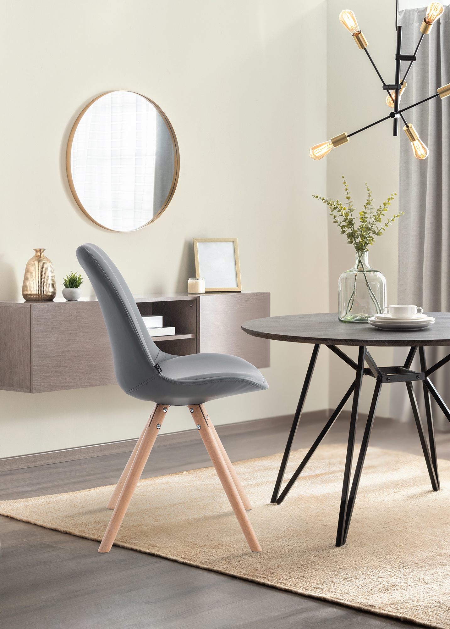 Besucherstuhl Laval Natura Rund, grau