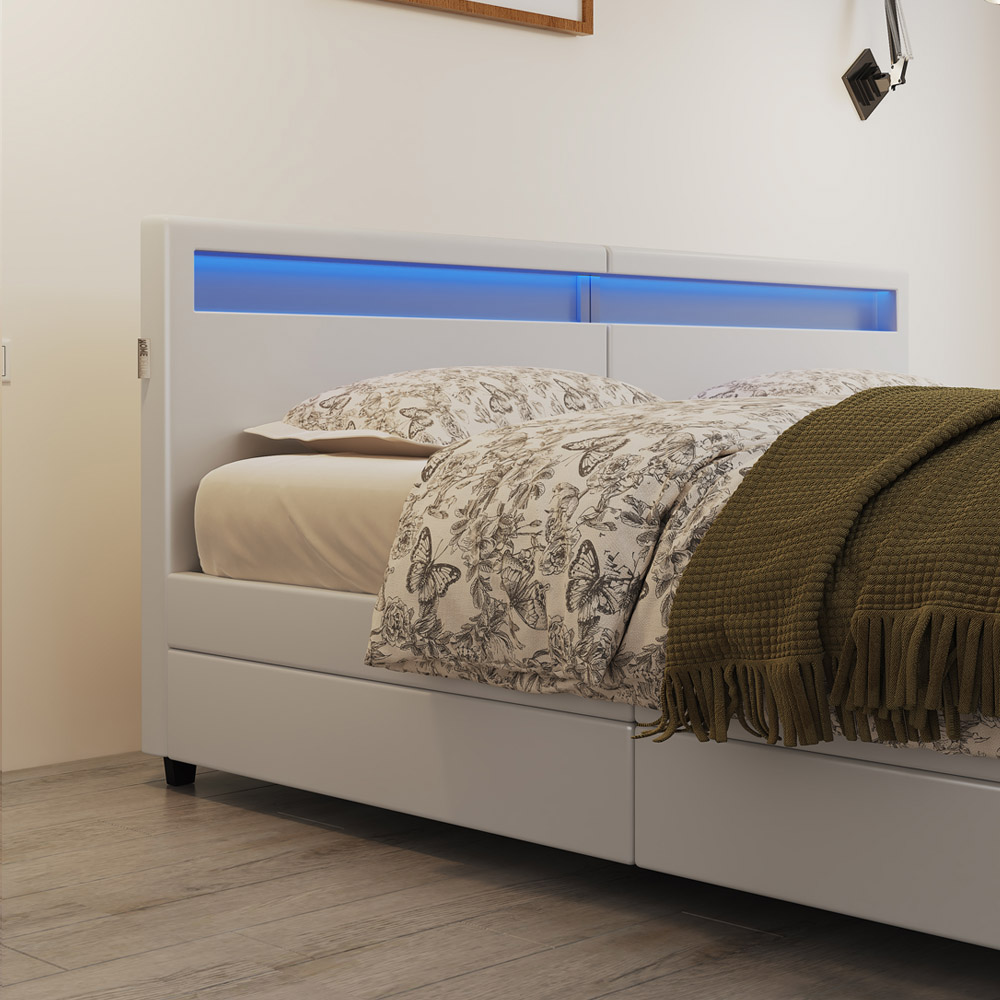 Familienbett mit Schubladen NUBE - 270 x 200 cm ohne Matratze Weiß