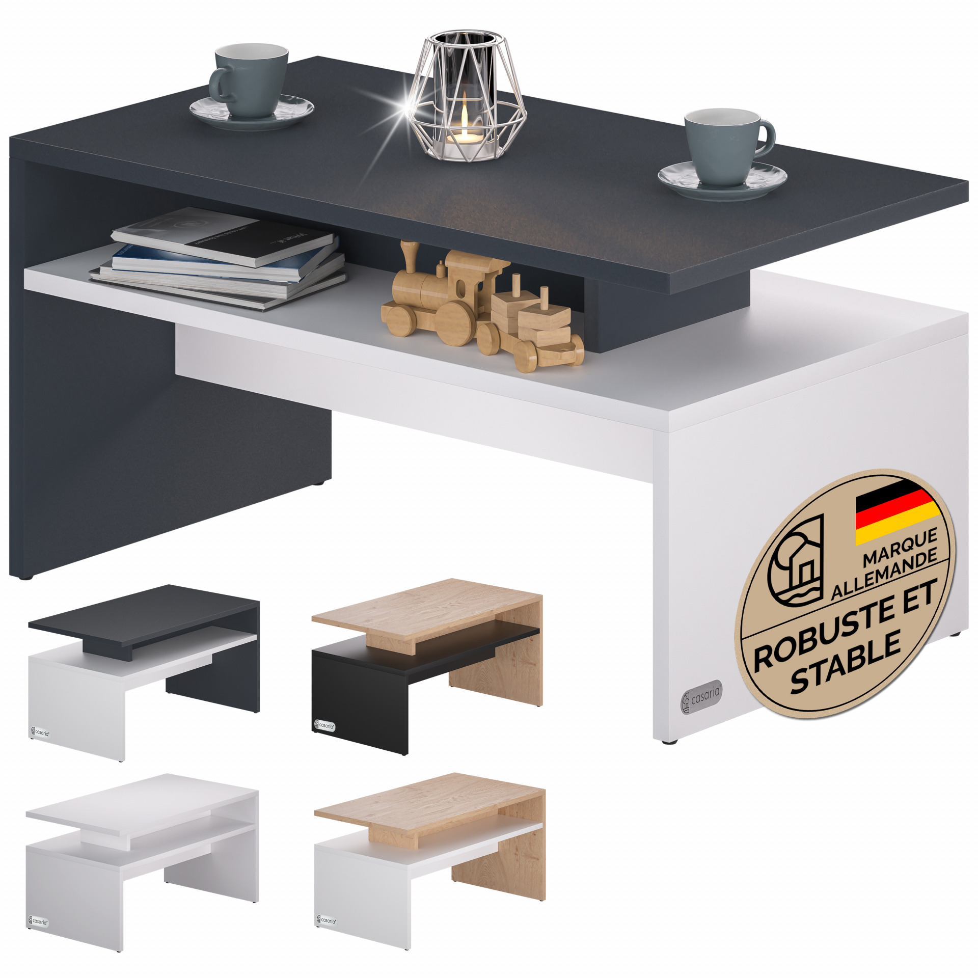 Couchtisch Sacramento Weiß/Anthrazit 95x55x50cm