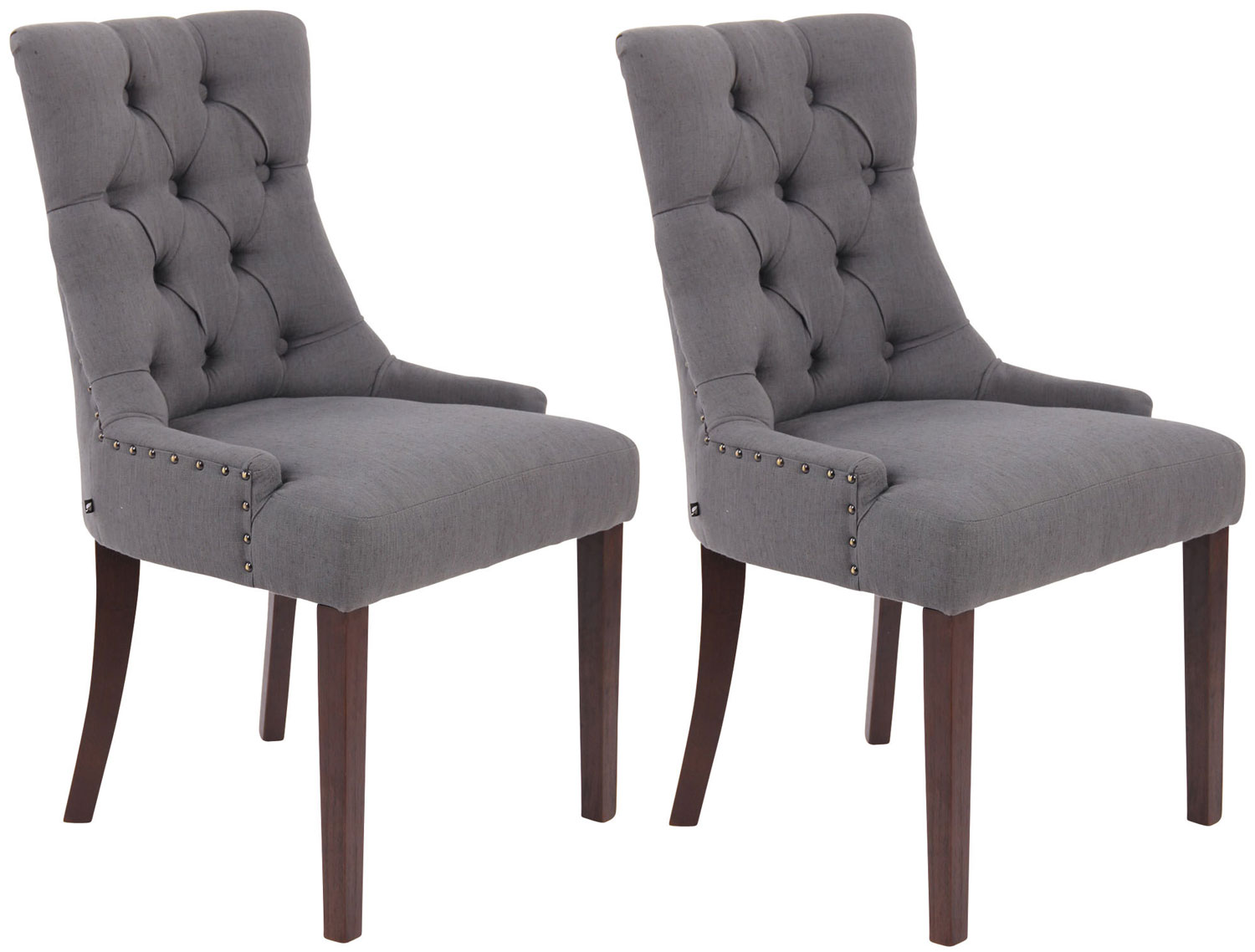 2er Set Esszimmerstuhl Aberdeen Stoff antik, dunkelgrau