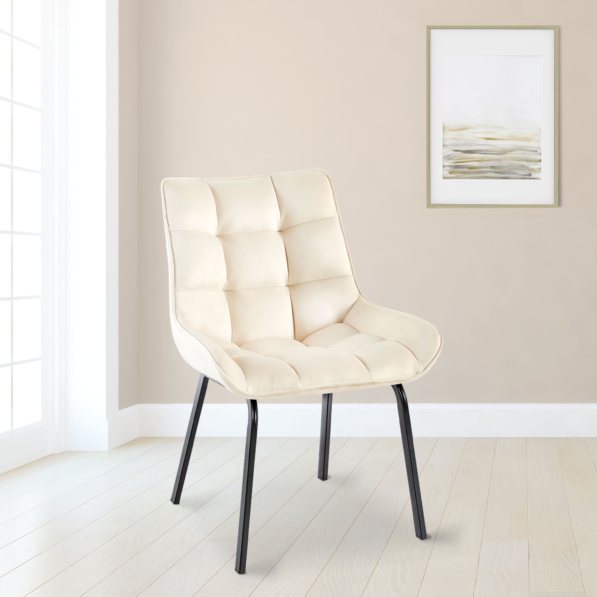Stuhl Saranda Samt, creme