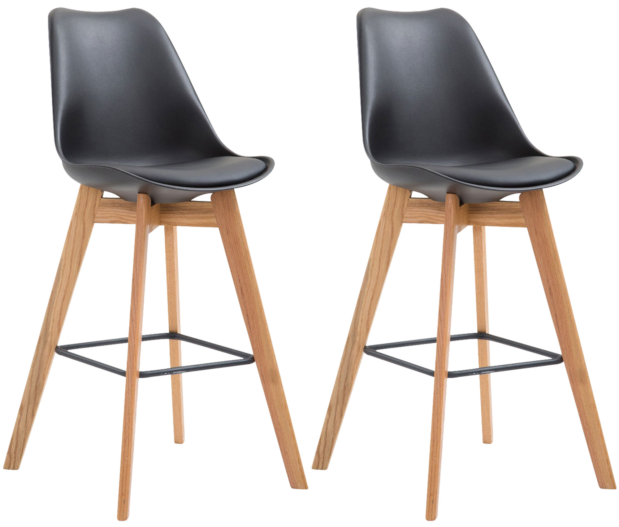 2er Set Barhocker Metz Kunststoff natura, schwarz
