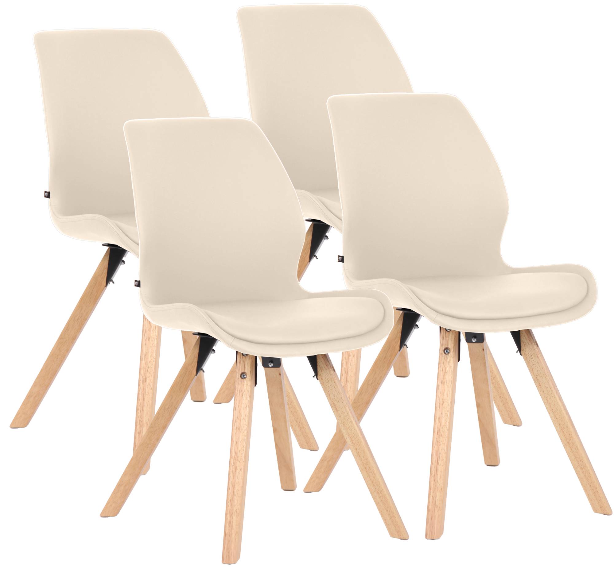 4er Set Stuhl Luna Kunstleder, creme