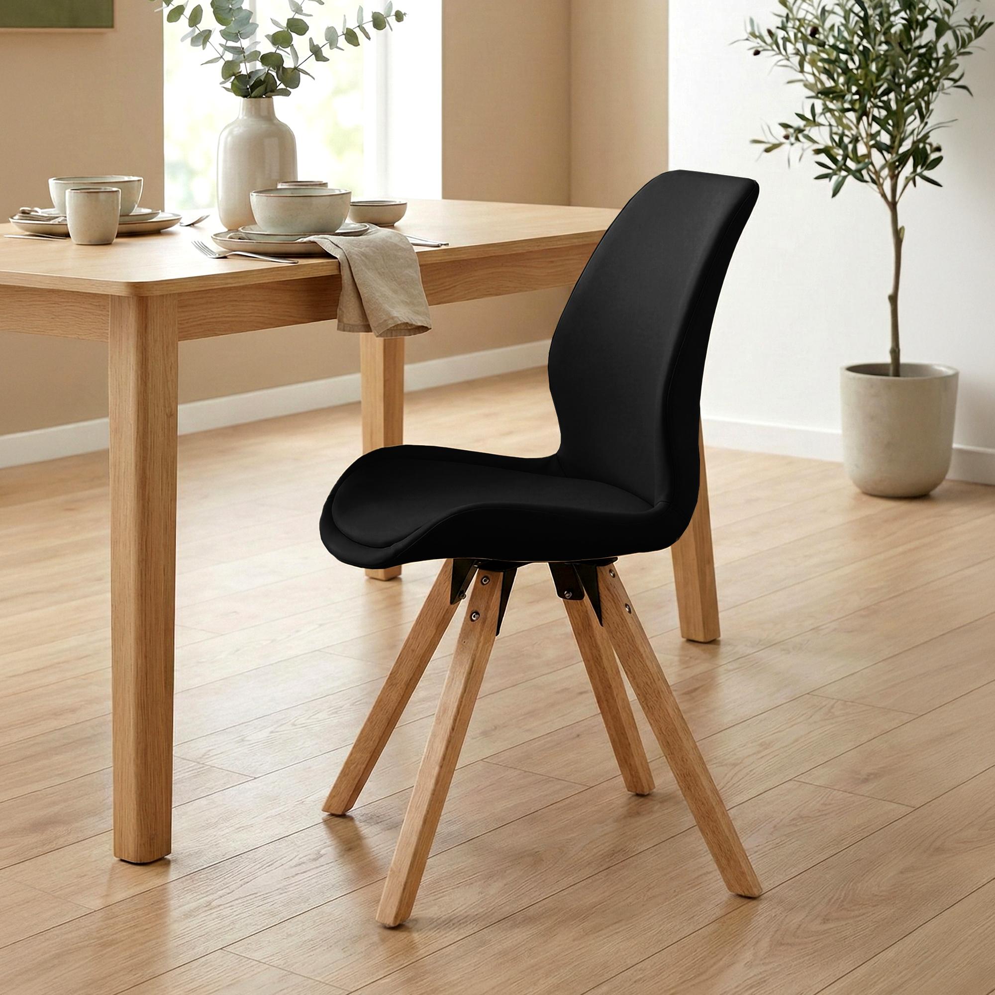 4er Set Stuhl Luna Kunstleder, schwarz