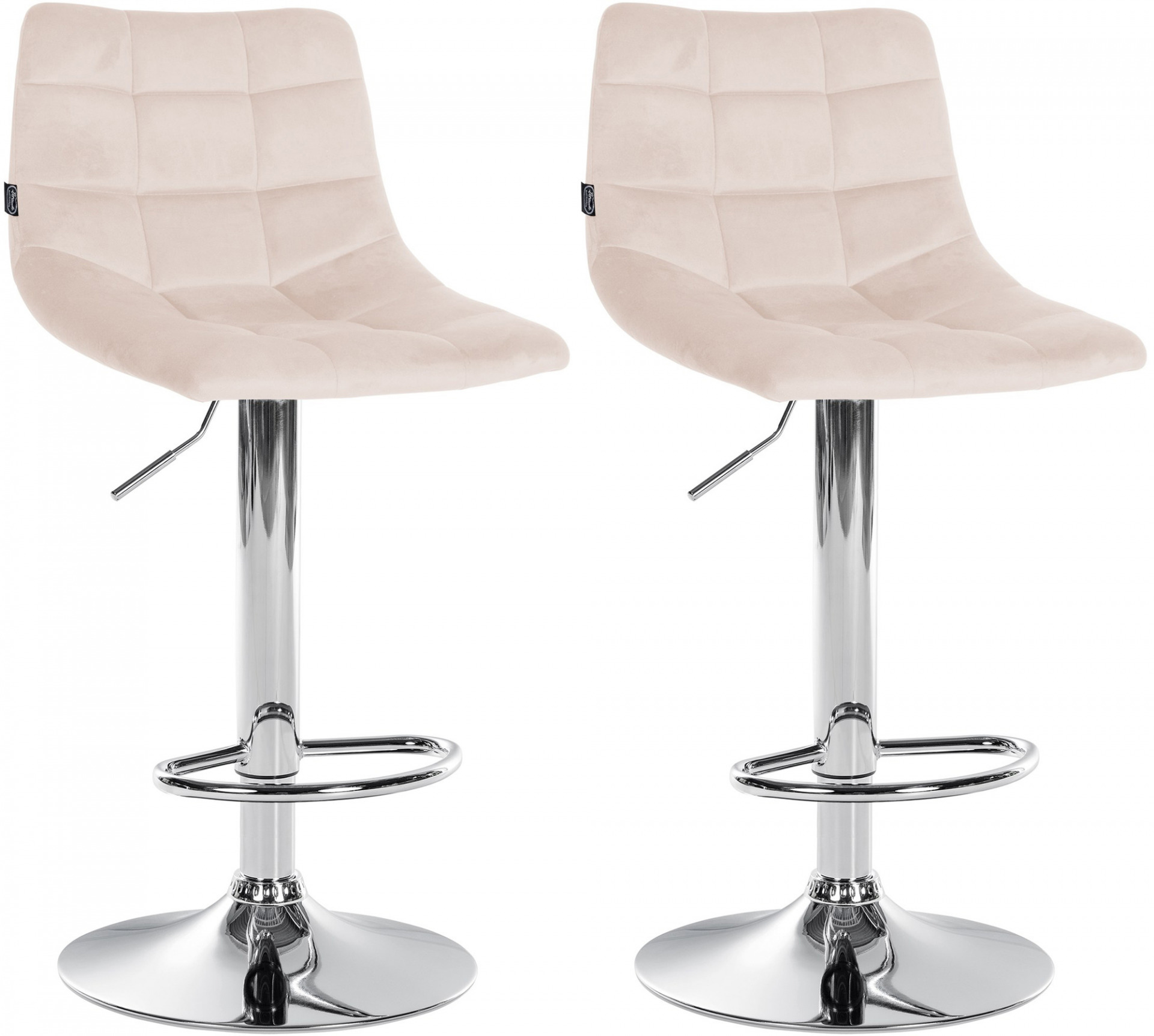 2er Set Barhocker Jerry Samt chrom, beige
