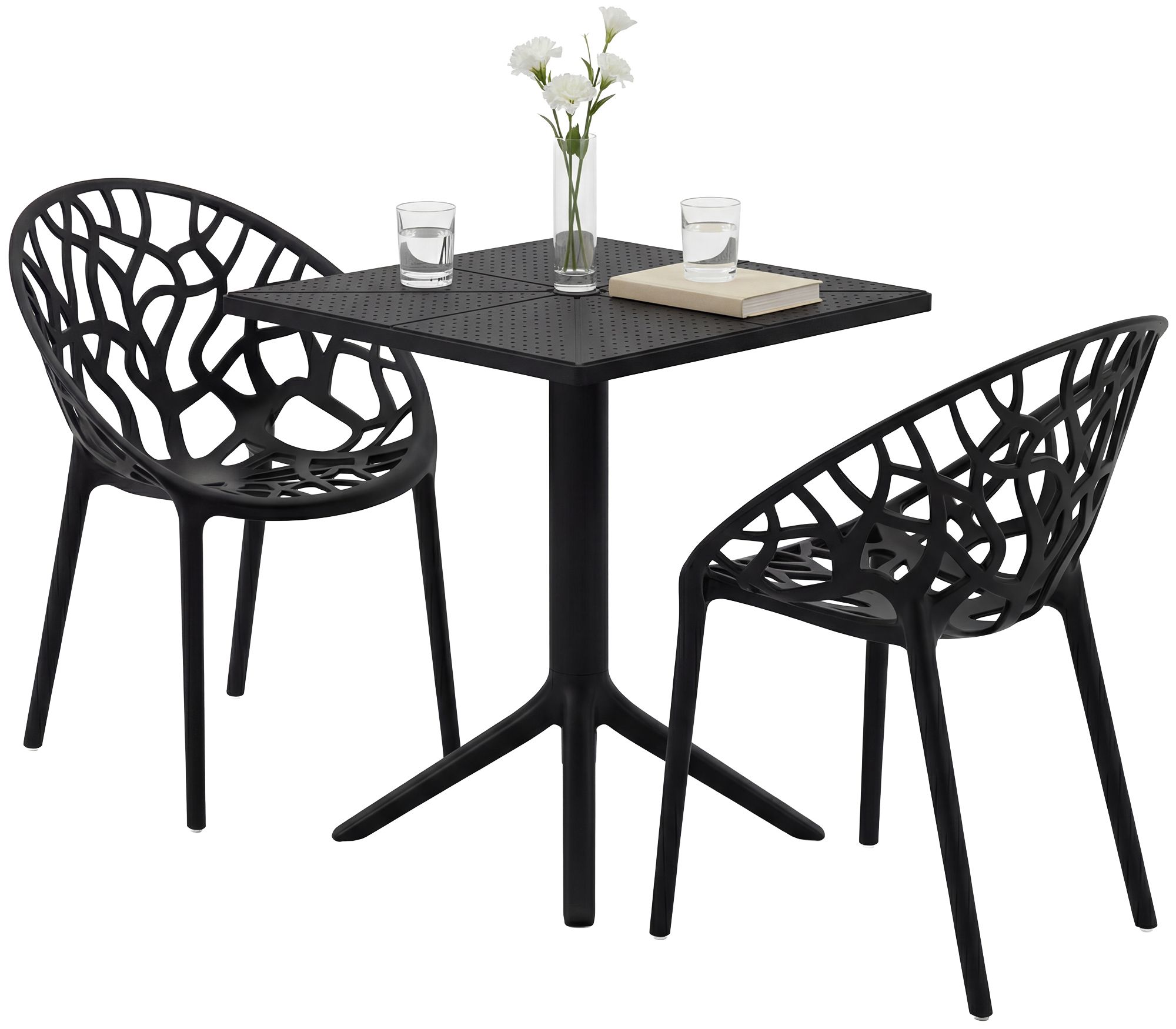 Gartenmöbel-Set Neriva mit 2 Stühlen, schwarz